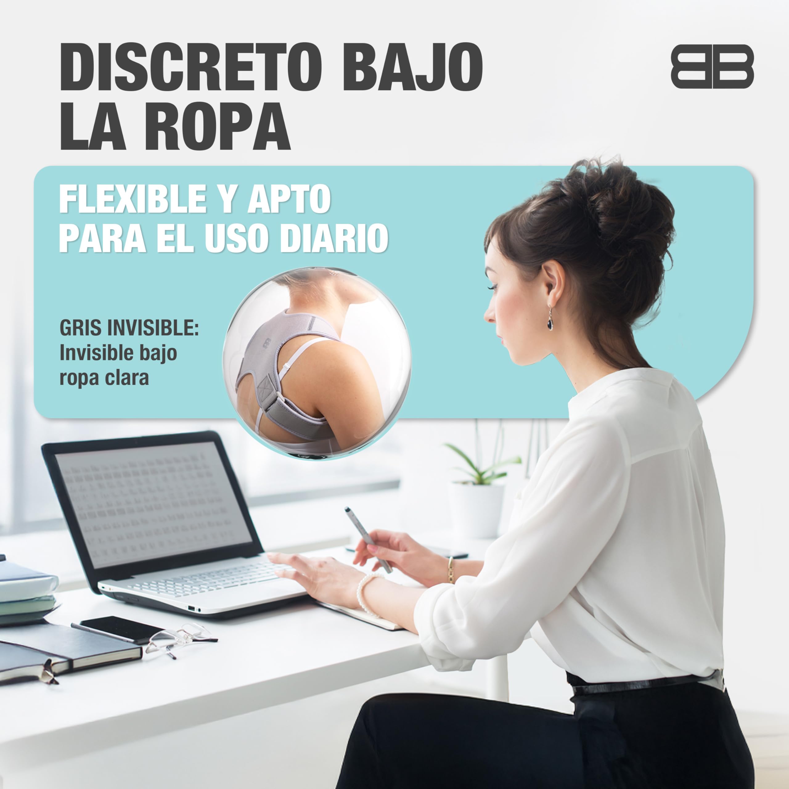 BACK BODYGUARD: arnés ajustable - neopreno transpirable, Negro, L | Negro, talla L, posible intercambio, lavable a máquina