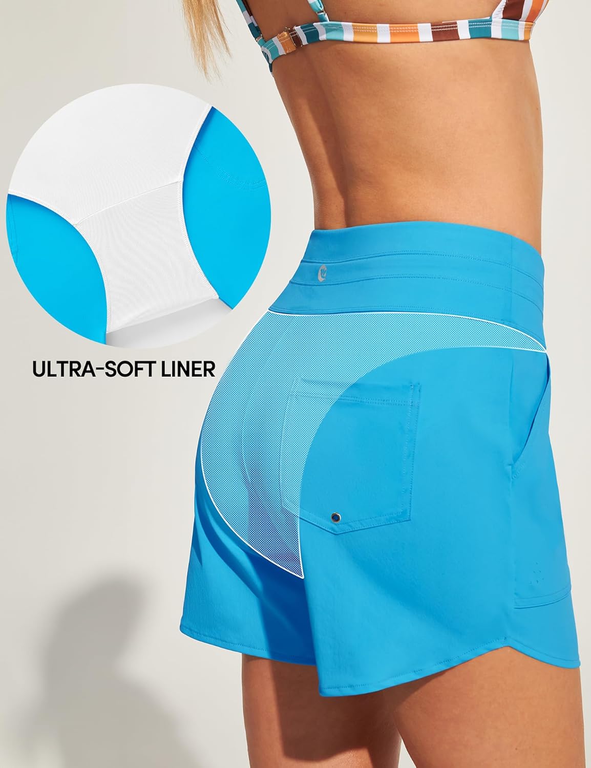 IUGA Womens 5" Swim Board Shorts Stretchy High Waisted Beach Shorts for Women Quick Dry UPF 50+ Swimsuit Bottoms with Liner - Image 4