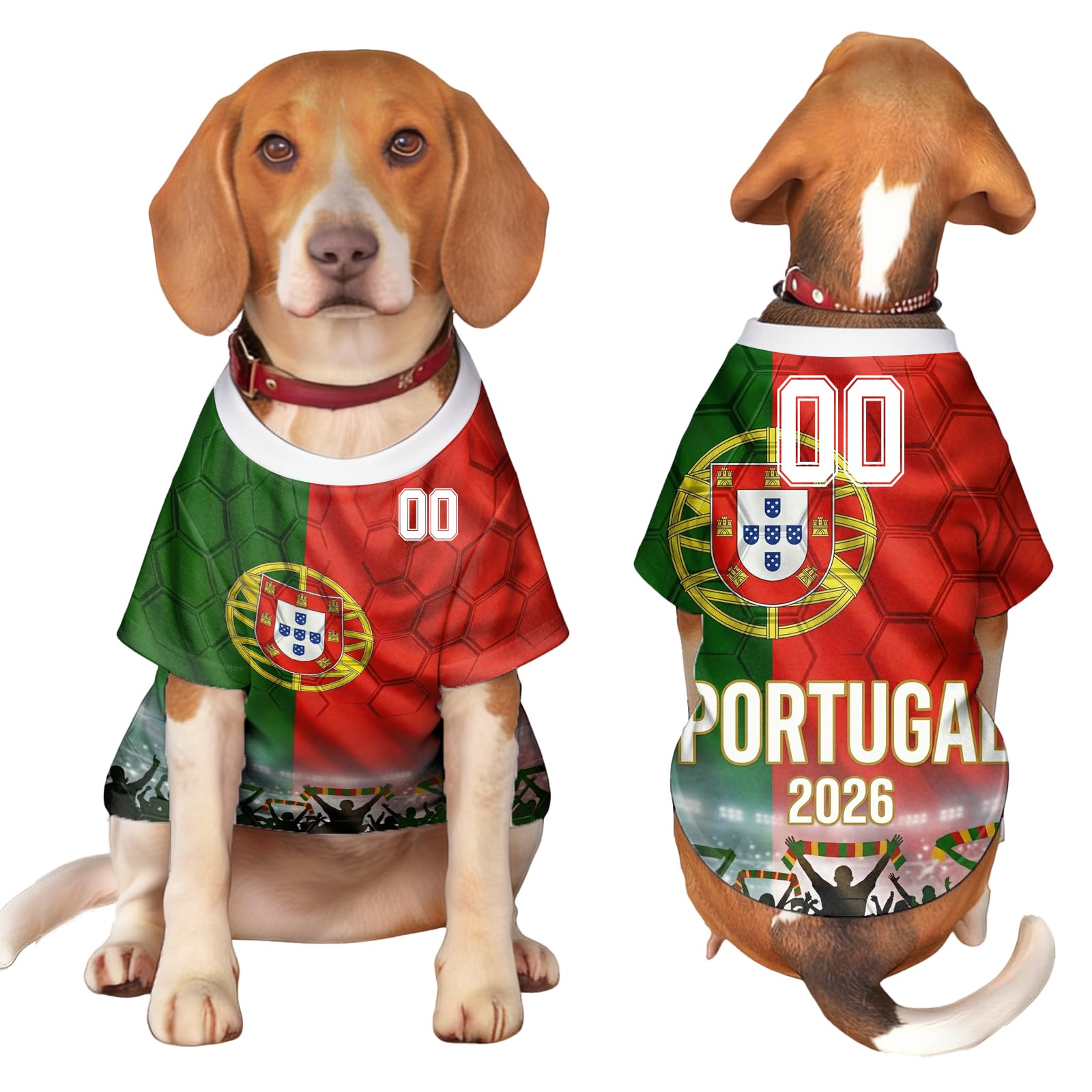 Custom Dog T-Shirt, Personalised 2026 World Cup Football Pet Jersey, National Flag & Number Print, Breathable Pullover for Small Medium Large Dogs XS-5XL, Outfit Gifts for Football Lovers (Style O)