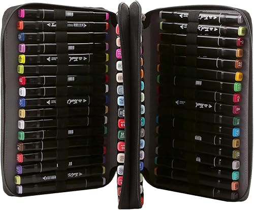 Miniatura 2 de Lbxgap Estuche organizador para rotuladores, organizador de lápiz labial, 68 ranuras, gran capacidad, con práctico soporte portátil multicapa para