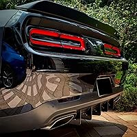 Vista 7 de Juego de 5 aletas para Dodge Challenger 2015-2024, parachoques trasero negro, aleta de tiburón