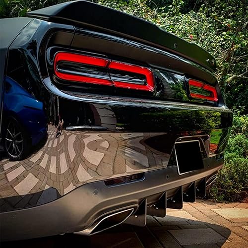 Miniatura 7 de Juego de 5 aletas para Dodge Challenger 2015-2024, parachoques trasero negro, aleta de tiburón