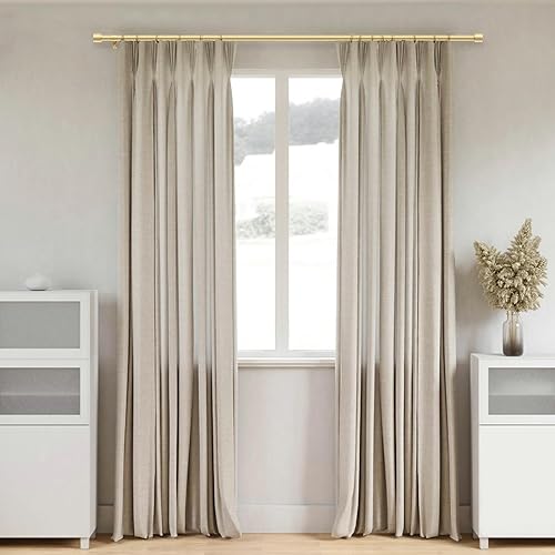 Miniatura 4 de GEEBOBO Paquete de 2 barras de cortina doradas para ventanas de 48 a 84 pulgadas, juego de barras de cortina ajustables de 1 pulgada resistentes y