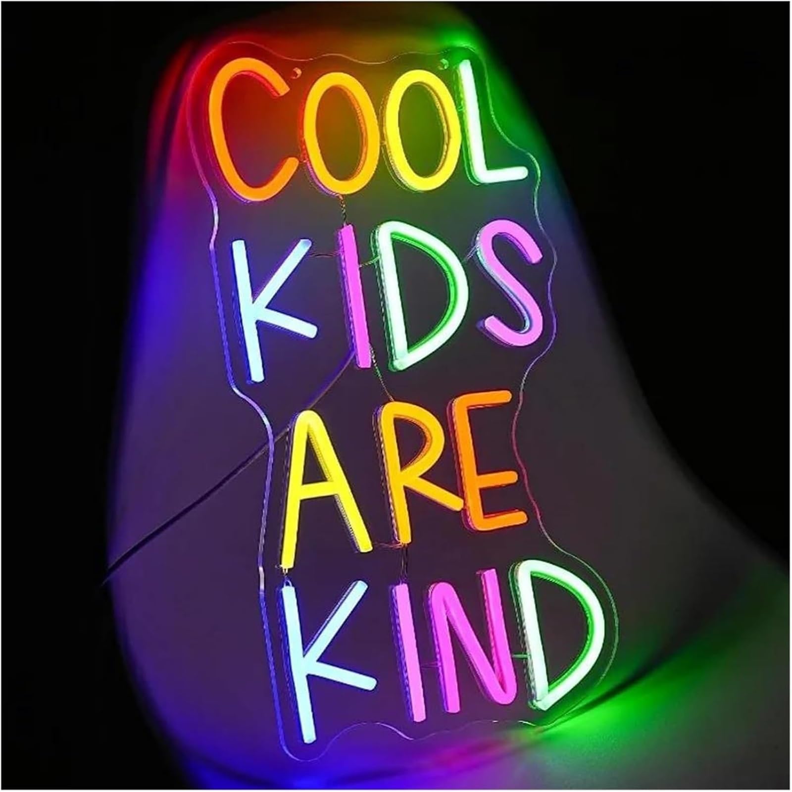 Insegna al neon COOL KIDS ARE KIND per decorazioni murali, insegne dimmerabili 23 cm × 42