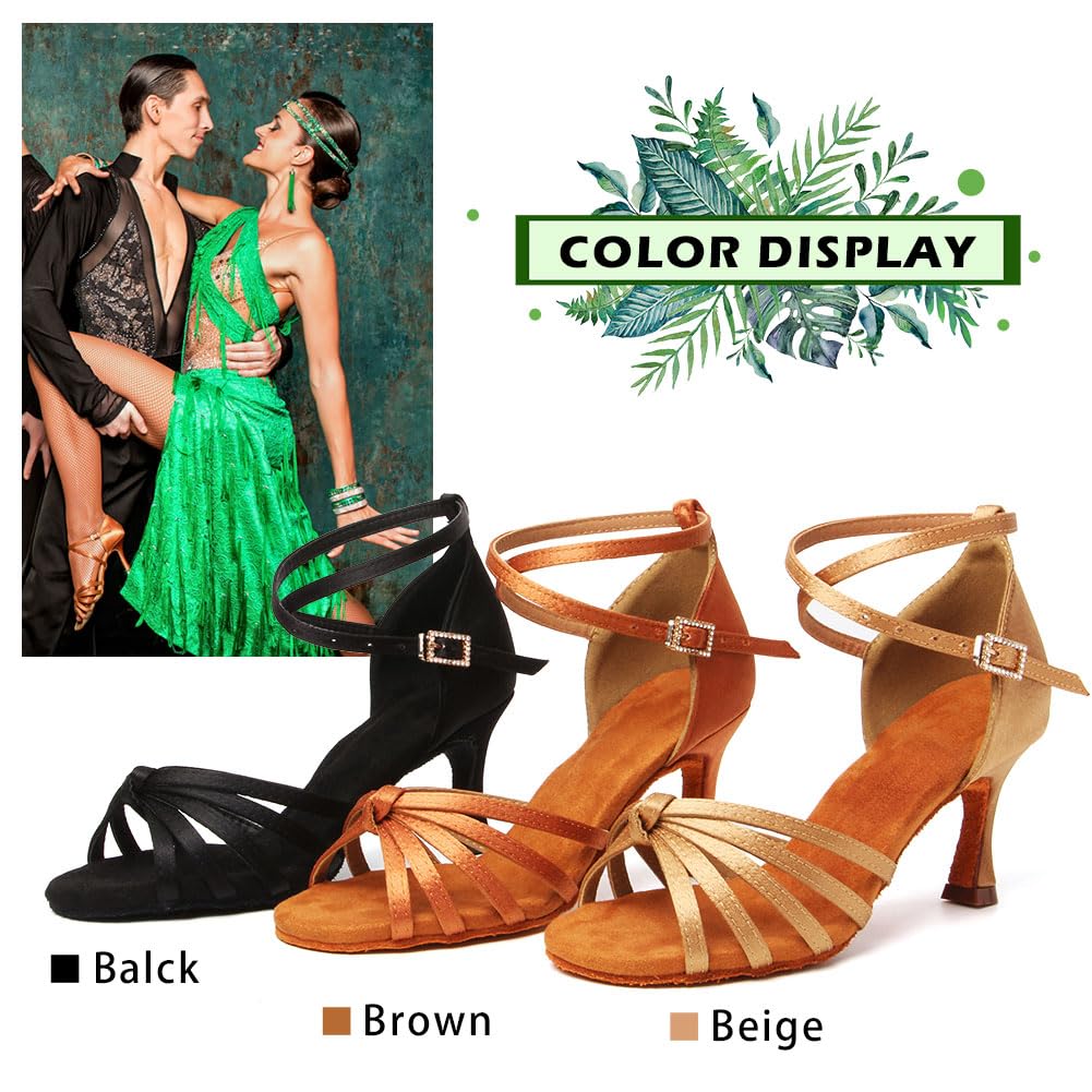 Scarpe da Ballo Latino Donna Raso Professionali Pratica Balli Latini Moderni e Tango Scarpe da Ballo,Modello-EM217