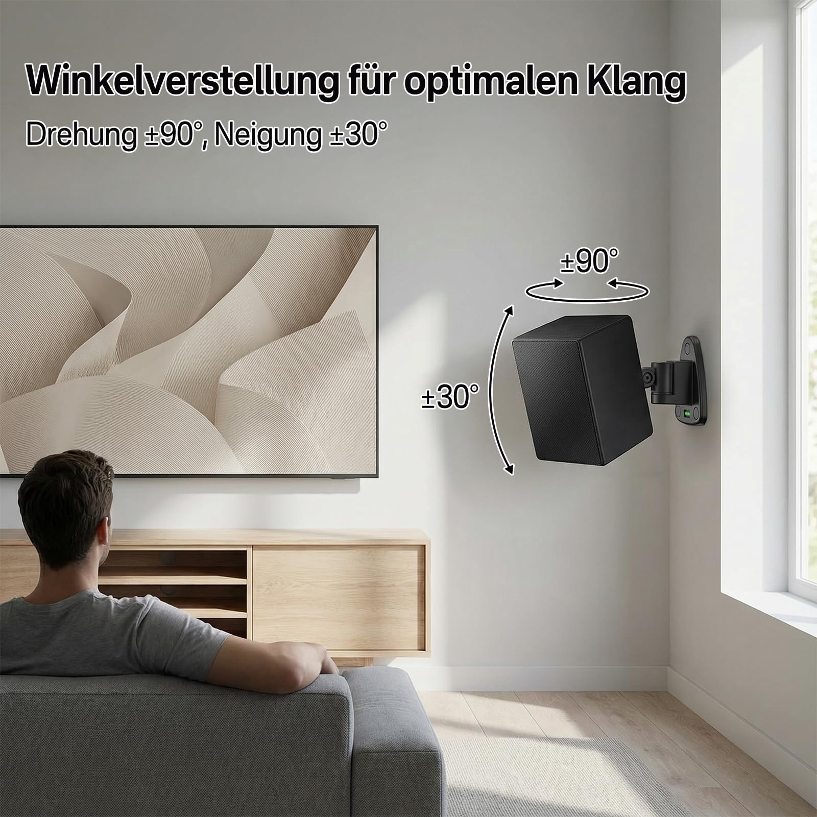 Lautsprecher Wandhalterung für Samsung SWA-9250S/9500S/9200S/9100S/9000S/8500S Kabelloses Rücklautsprecher-Set – Verstellbare Neigung & Drehung, Hochbelastbare Metallhalterung bis zu 22 Pfund, Paar