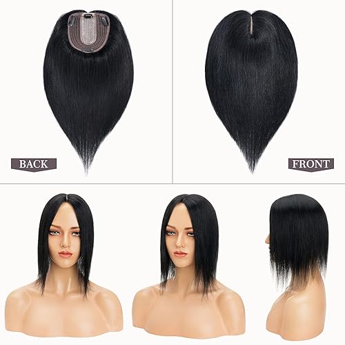 Miniatura 8 de Hairro Extensiones de cabello humano 14 pulgadas Remy con clip para mujer 130 de densidad base de seda pelucas de cabello humano virgen para