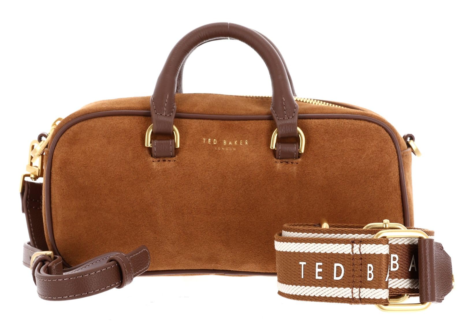 Ted Baker Women's S284113BROWNO/S Elongated Suede Boxy Top Handle Bag, Brown