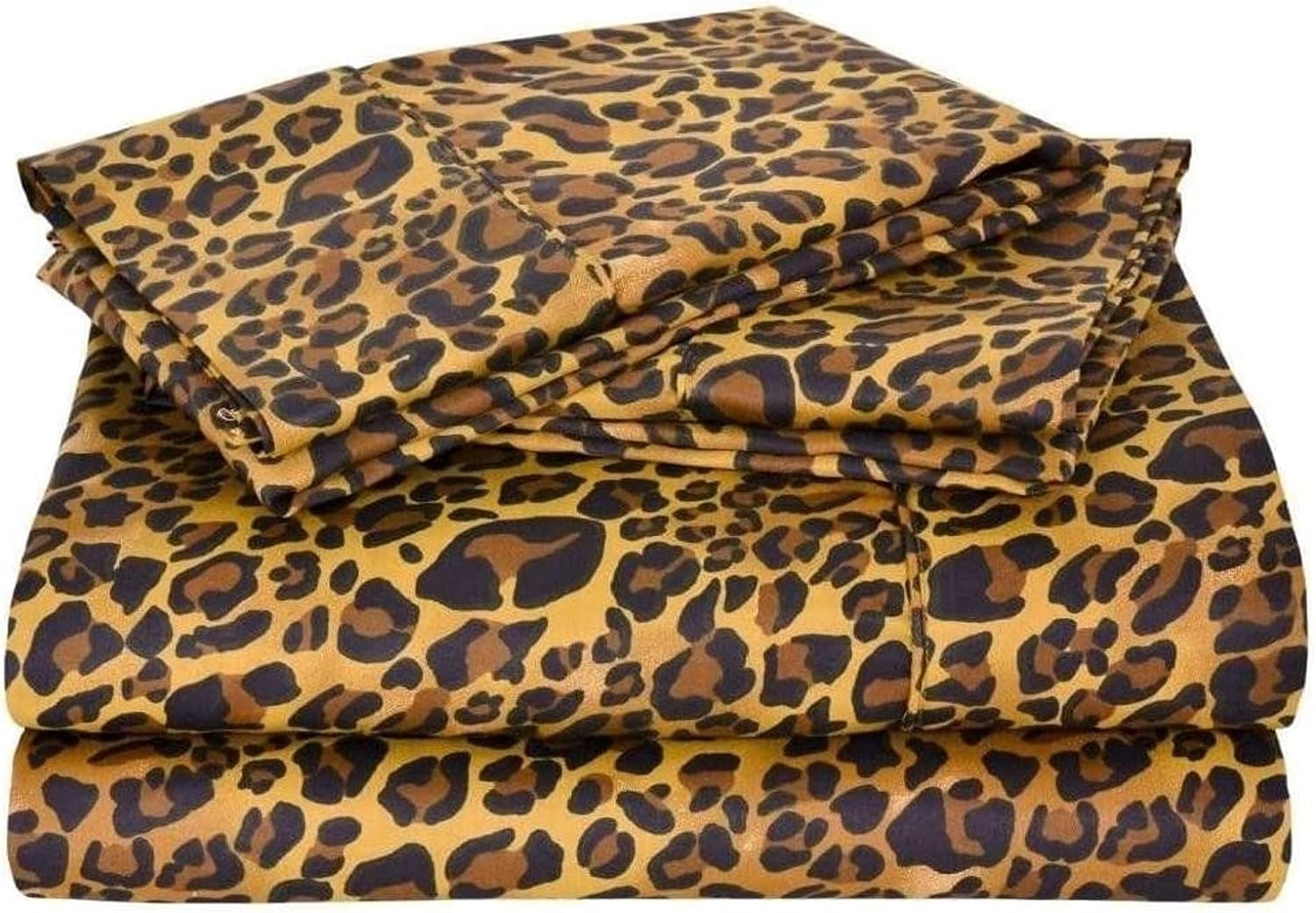 Queen Size Sheet Set 1000 Thread Count 100% Egyptian Cotton, 15” Deep Pockets, 4-PC Super Soft Breathable Cooling 1000-TC Sheets - Leopard Print