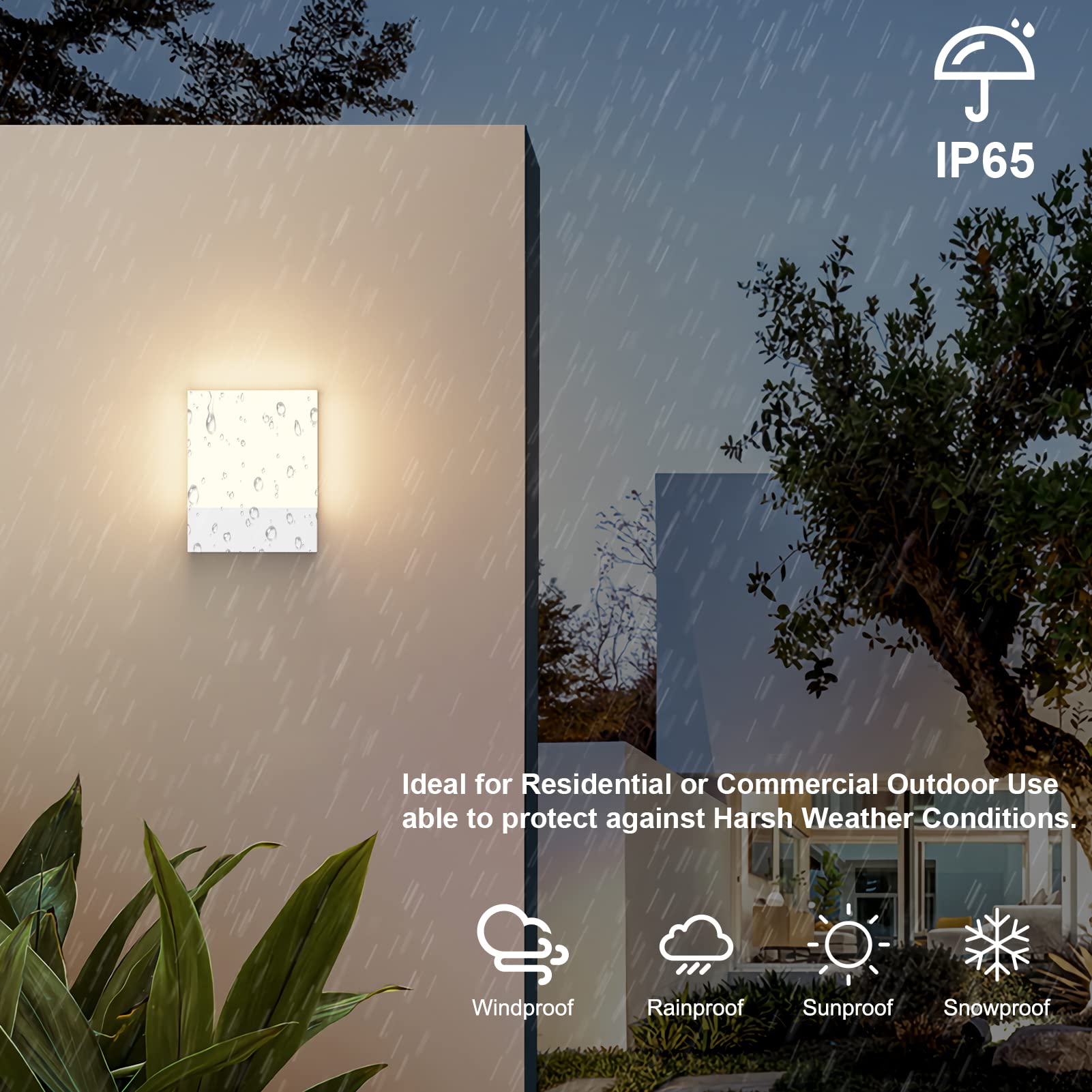 Klighten 2 Stück 24W LED Außenwandleuchte IP65, Weiß Wandleuchte 3000K | 1500LM lampe aussenbereich LED, Aluminium wandlampe aussen/Innen, aussenlampe wand flach, außenlampe für Terrasse Garten