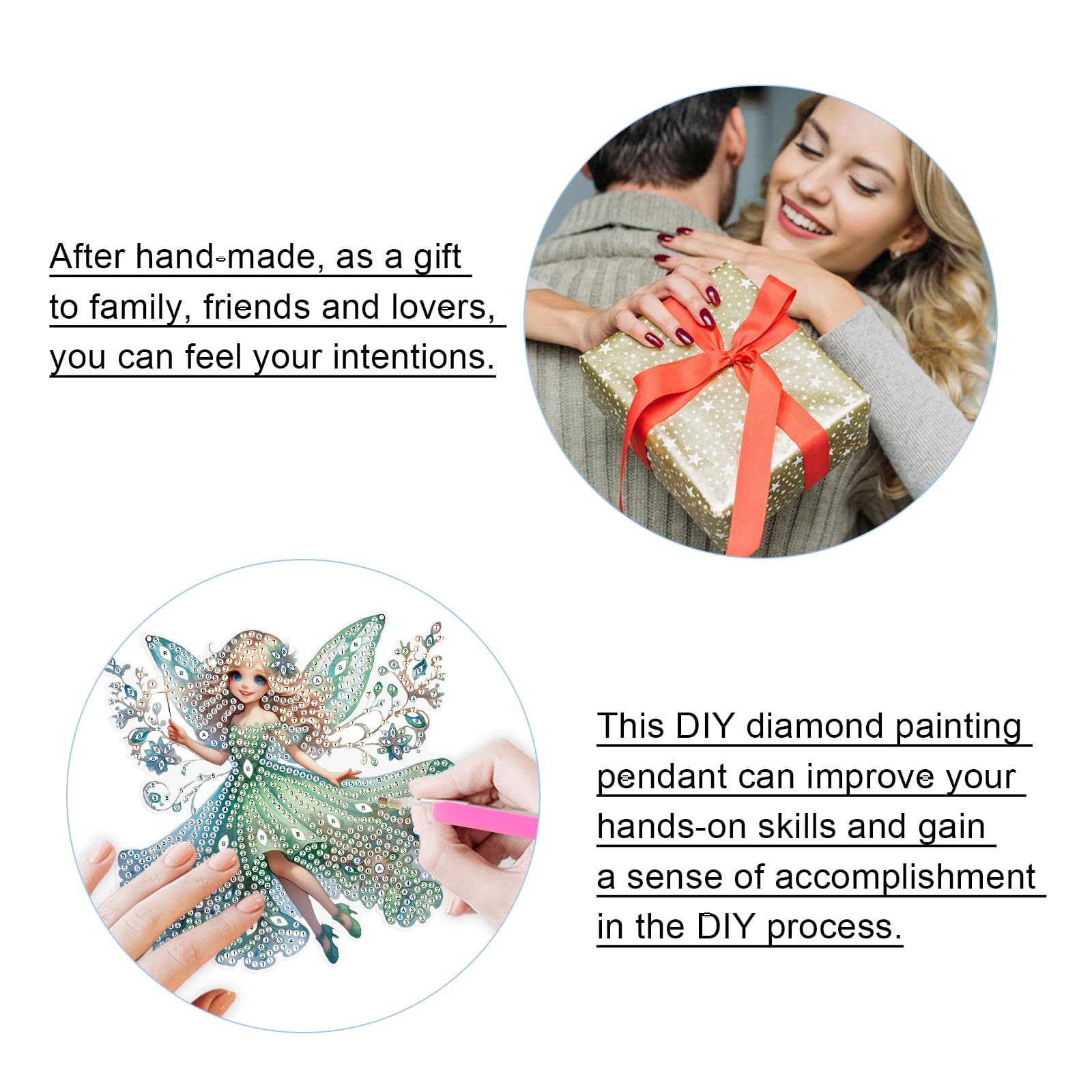 JISHSHAY Fée Diamond Painting Pendentif Elfe Diamant Painting