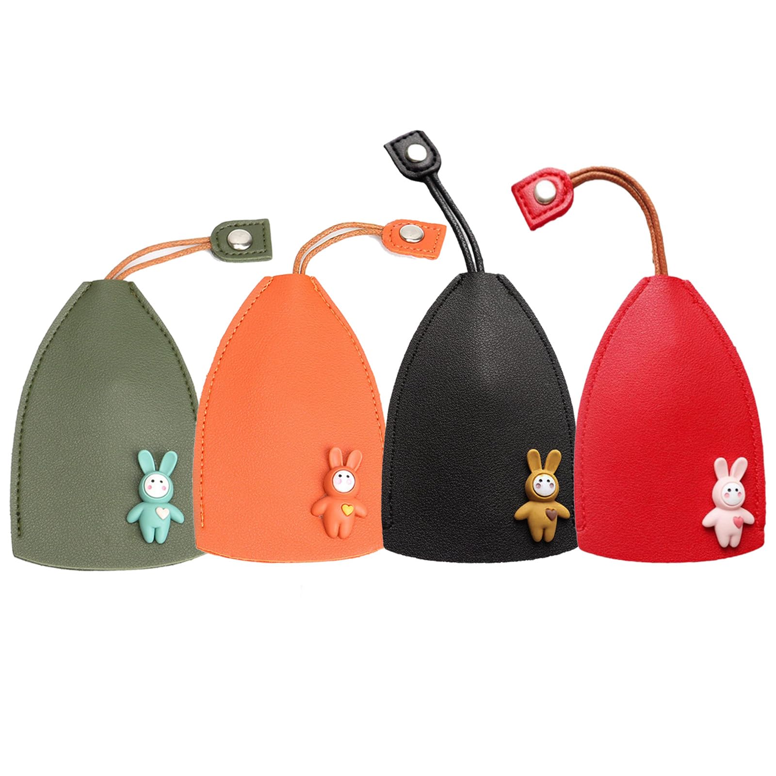 Car Key Case, 4 PCS Cute Key Case Holder PU Leather Key Pouch Large Capacity Pull Out Car Keychain Bag Sleeve