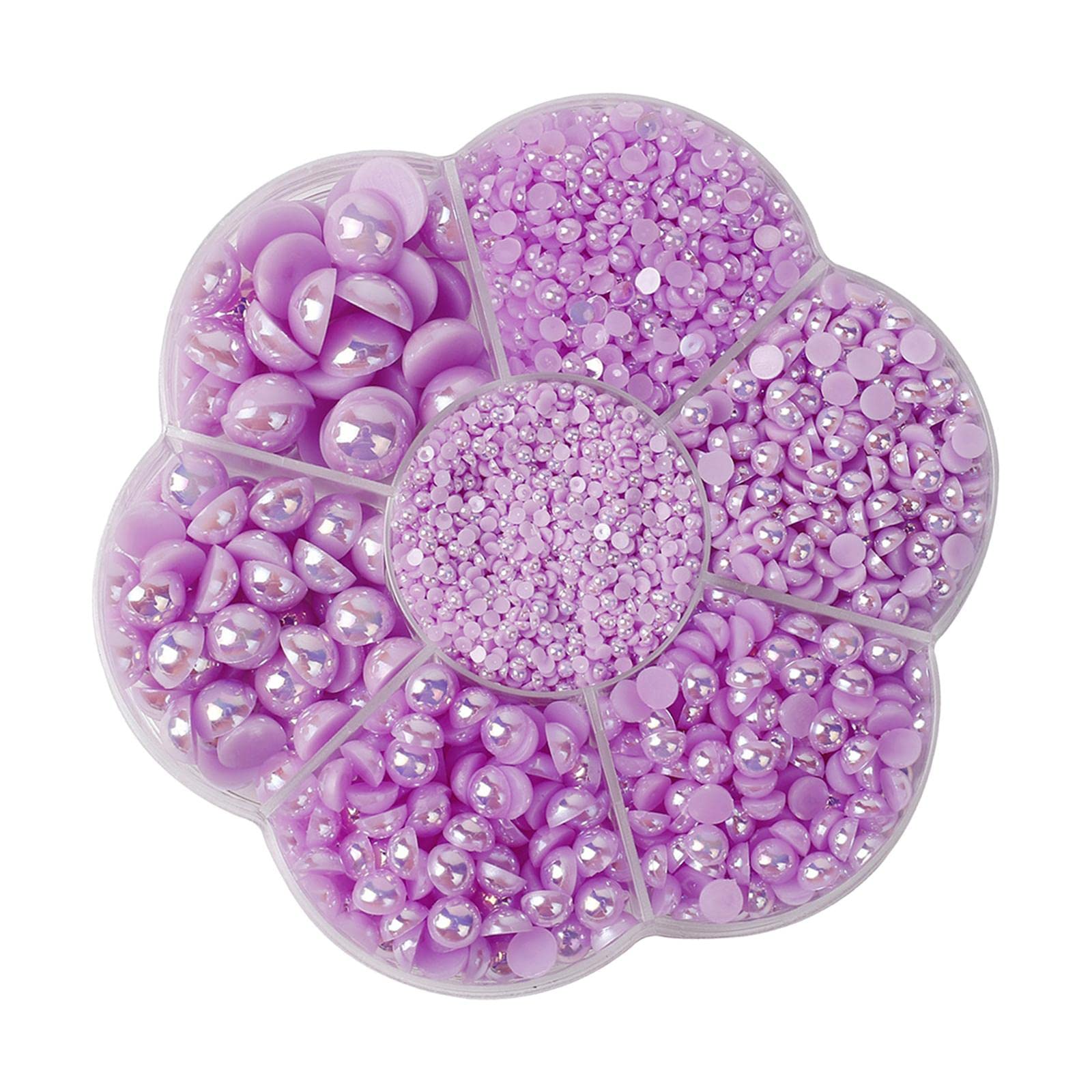 SNAPPSY 2800 Pieces Half Pearl Flatback Beads Gems for Jewelry Clothes Scrapbook Purple-picture-22
