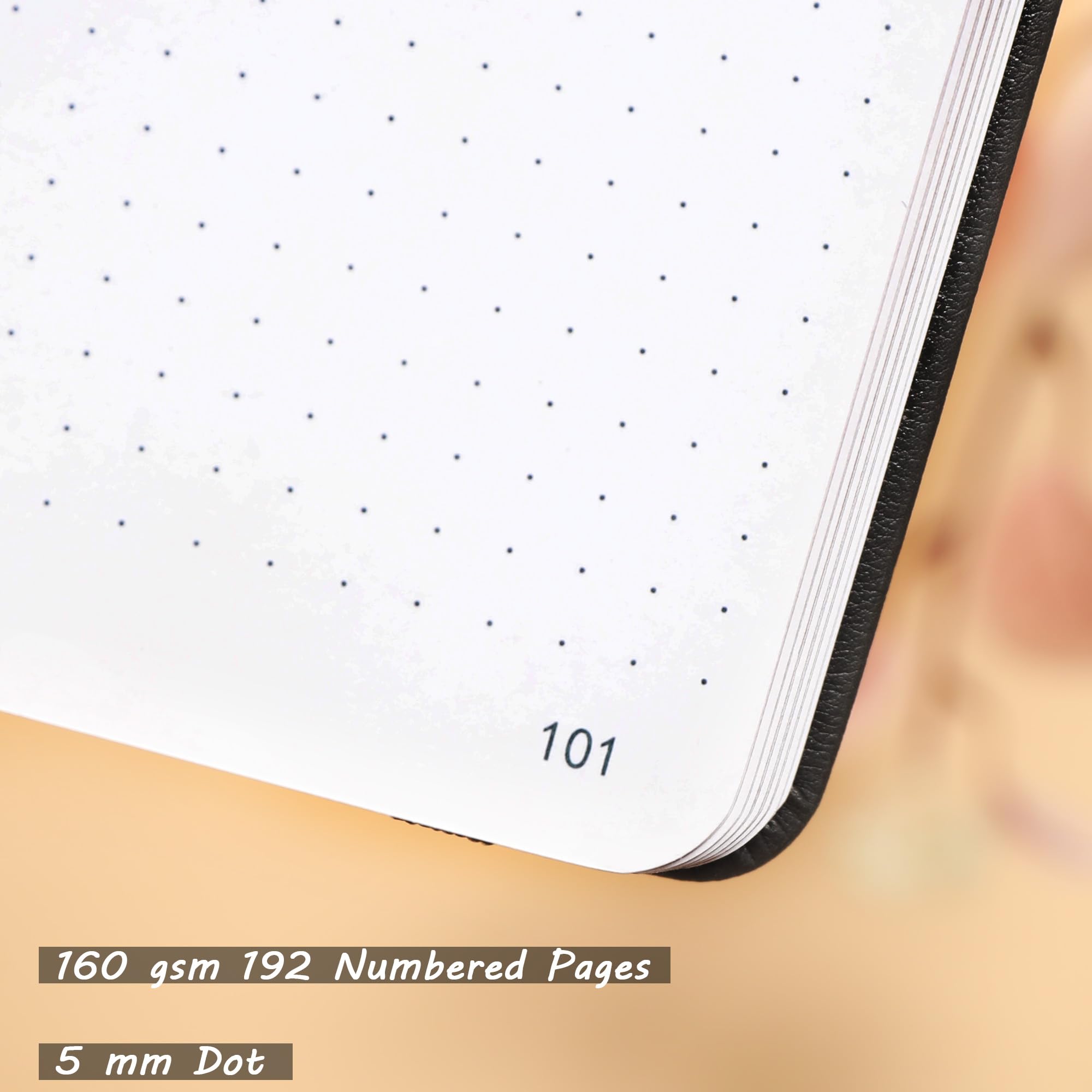 TIEFOSSI A5 Bullet Dotted Notebook, 160gsm Thick Paper, Hardcover Dot Grid Journals for Women Men, 192 Numbered Pages, Ideal for Personal Use, Goals, Organization - Image 3