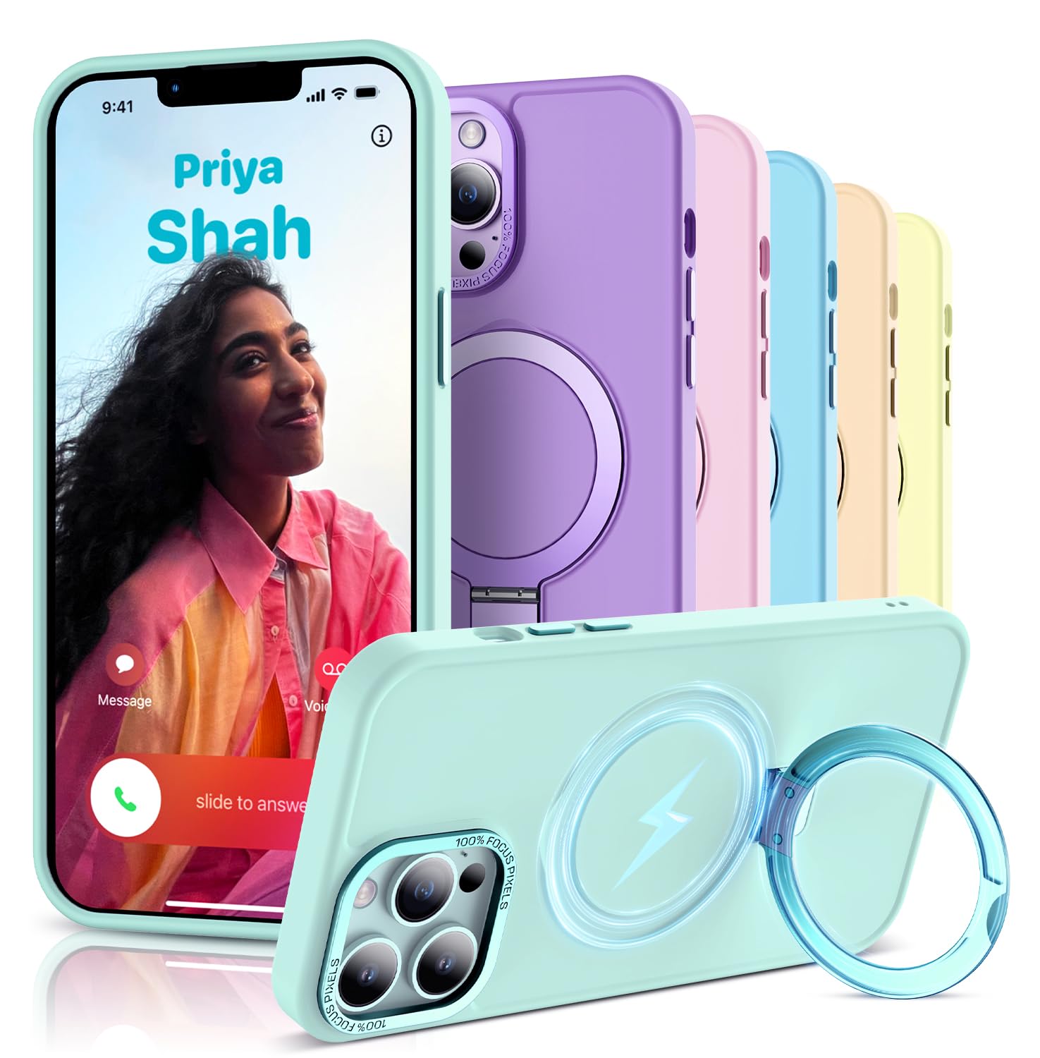 SAITONG for iPhone 11 Pro Max Case with Invisible Magnetic Ring Stand, Compatible with Magsafe, Military-Grade Drop Protection, Frosted Back, Slim Fit iPhone 11 Pro Max Phone Case 6.5", Mint Green