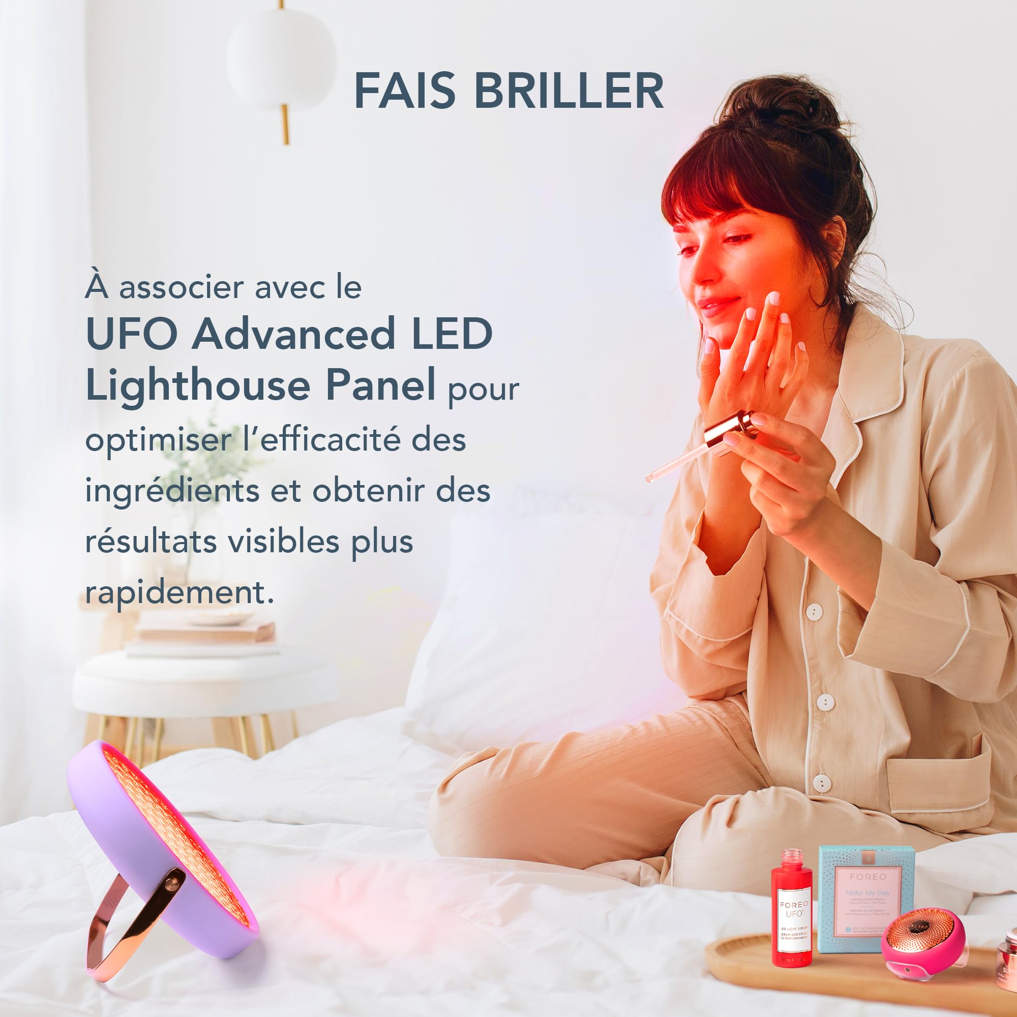 UFO Sérum Lumière LED – Sérum Visage Aux Céramides Pour Appareils LED | Sérum Visage, Acide Hyaluronique, Sérum Aux Céramides, Squalane, Centella Asiatica, Sérum LED, Tous Types De Peau, Vegan