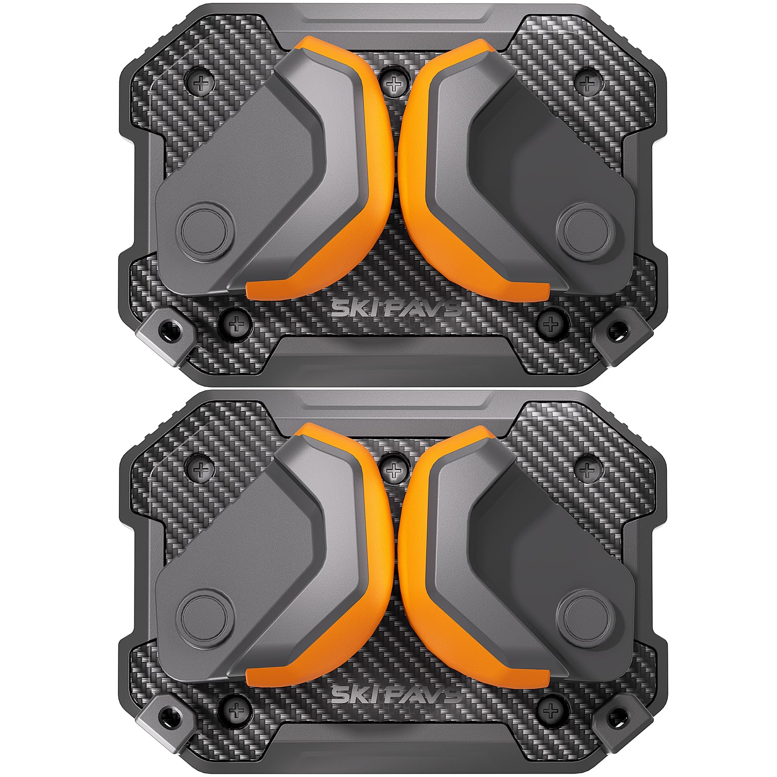 Ski & Snowboard Wall Rack for Garage - Fits Any Board, Wall Mount Holders, Damage-Free Storage, Space-Saving Winter Gear Organizer Sunrise Orange 2 Pack