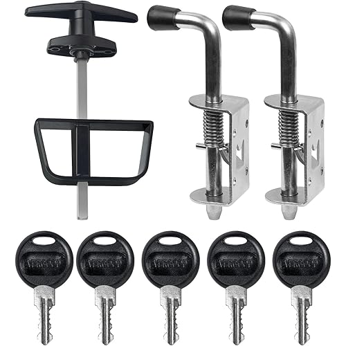 ​​5 Keys​​ Double Door Shed Hardware Kit - Includes Barrel Bolt, Latch, and Double Door Hardware for Easy Installation for Gates, playrooms，Added Protection and Versatility
