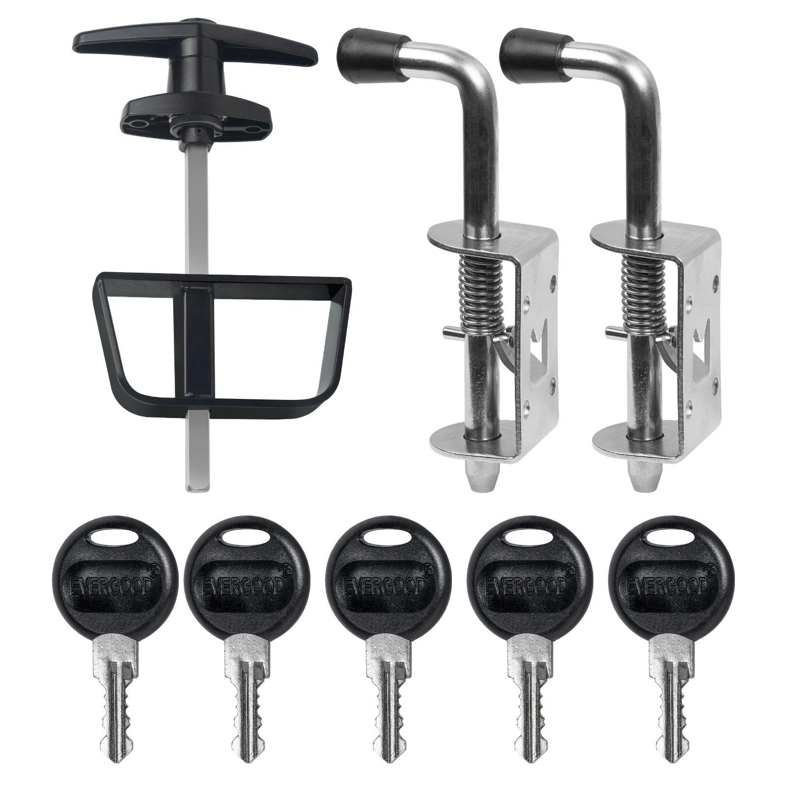 6" Shed Door Hardware Kit with T-Handle Lock & 5 Keys - 6 Hinges, 2 Barrel Bolts - Iron Gate Hardware Set, Black Powder Coated by [BTEOBFY] — Amazon image 7