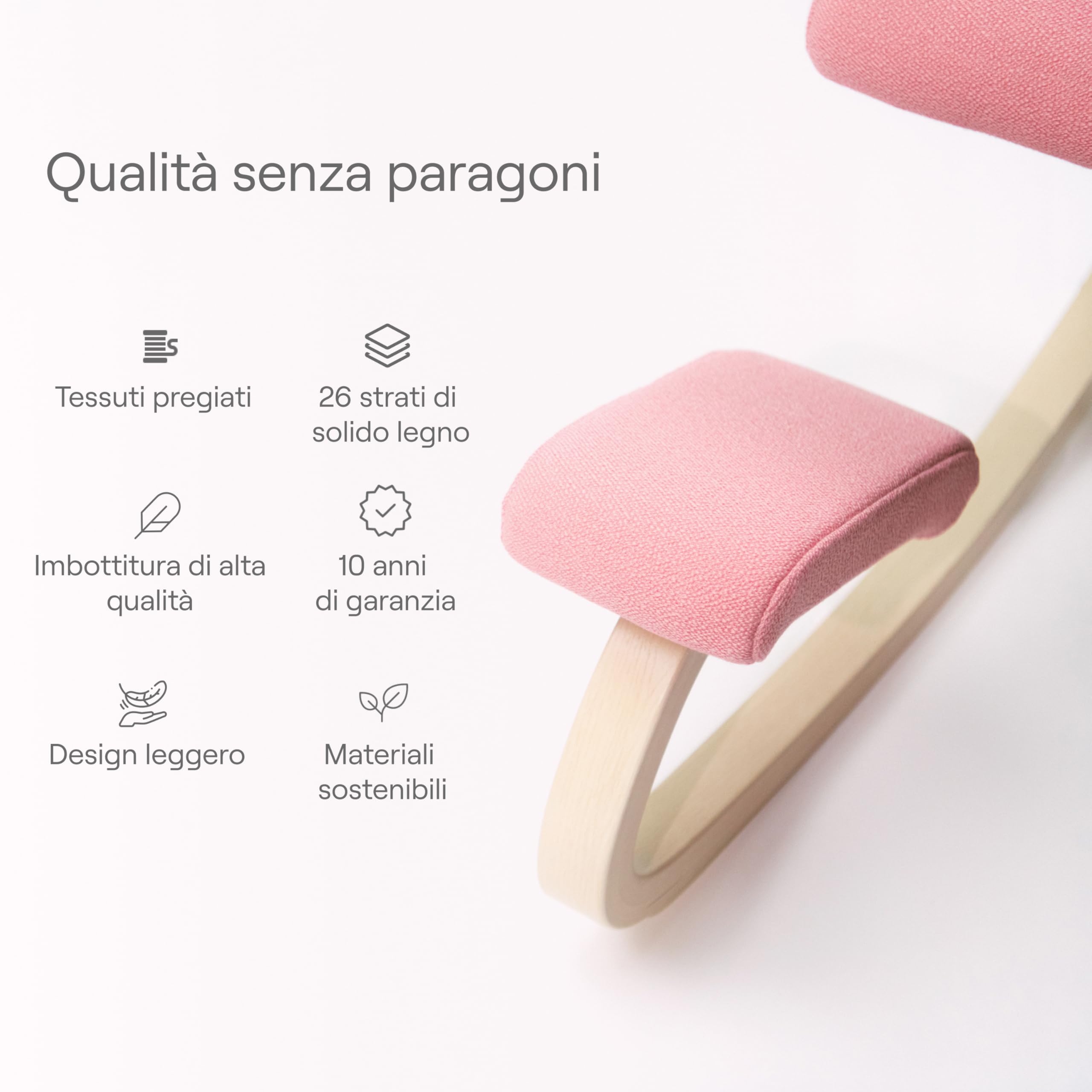 Varier Variable Balans Sedia Ergonomica Legno Naturale/Blu Movimento Naturale Postura Ufficio Casa Studio 10 Anni Garanzia Qualita