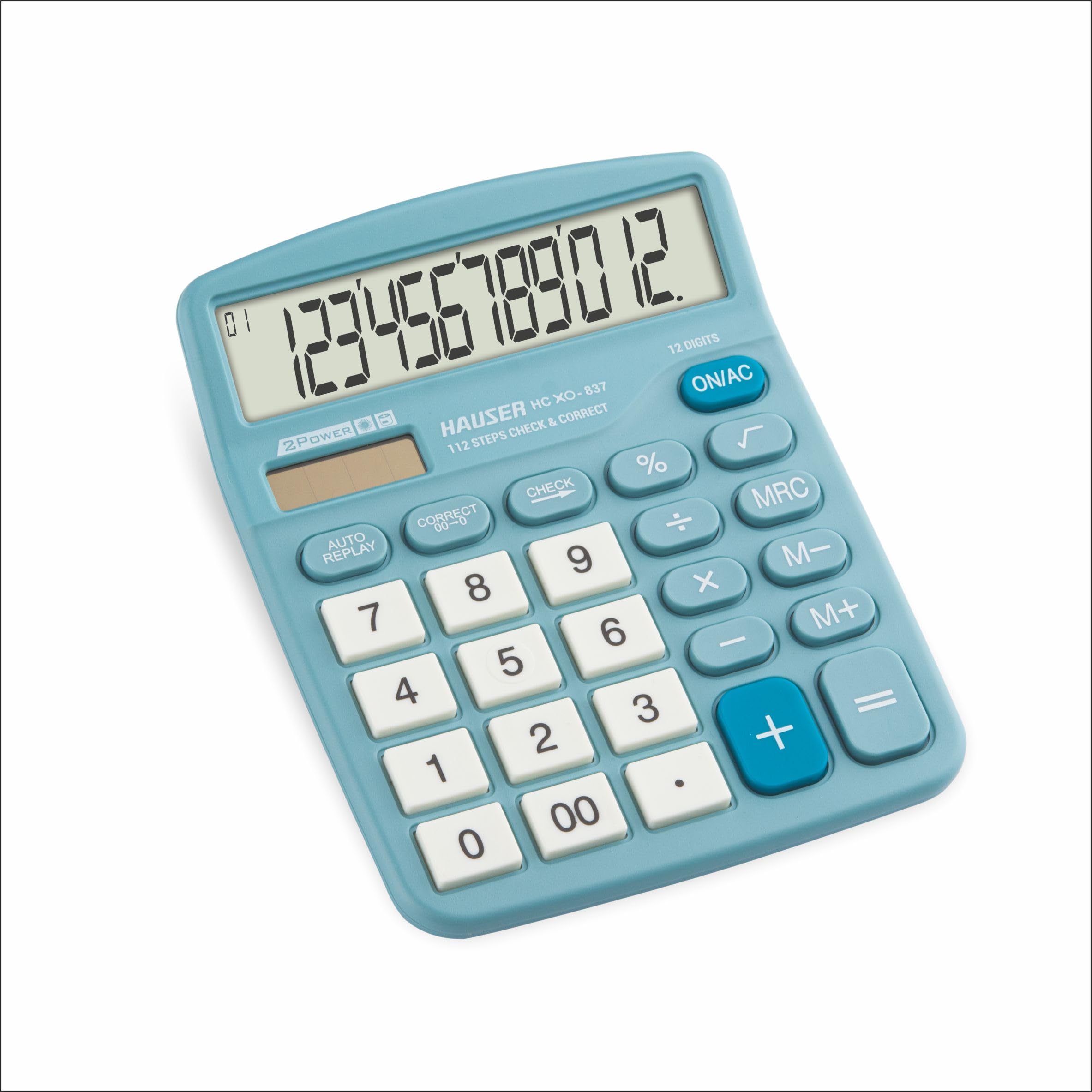 Hauser HC XO-837 Desktop Electronic Calculator | Solar & Battery Dual Power | Soft Keys | Ideal for Student & Financial Work | Blue-picture-11