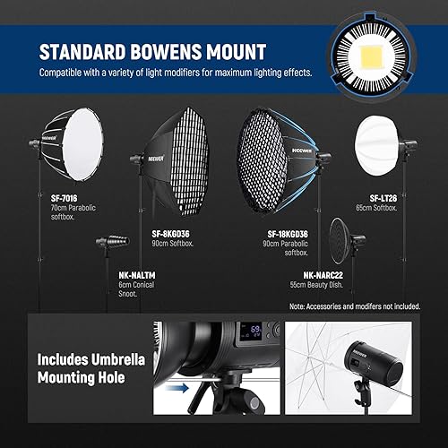 Miniatura 8 de NEEWER CB60PRO - Luz de video LED de 70 W con batería recargable de 9540 mAh, iluminación de salida continua COB de montaje Bowens con control