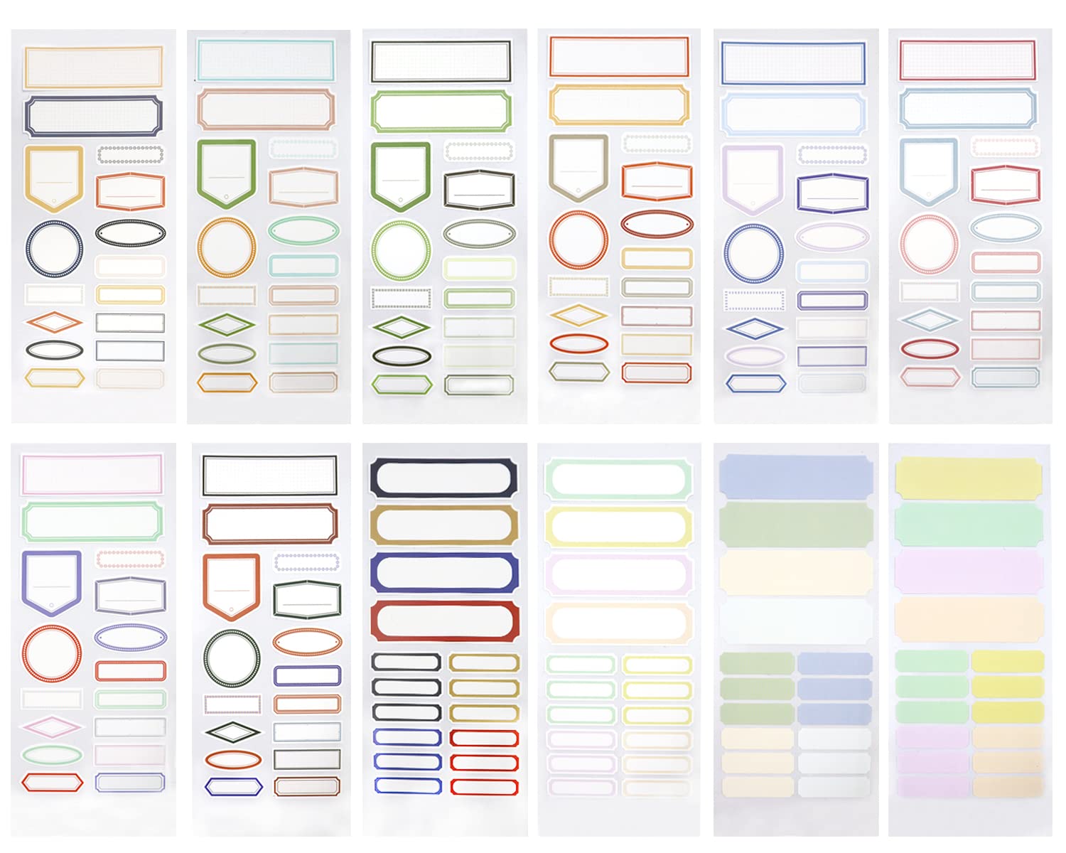 Buy 12Sheets 192pcs Different Shapes Name Tags Stickers, Waterproof