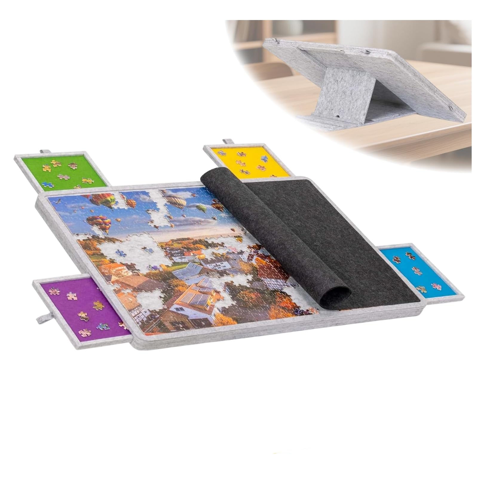 Tapis Puzzle 1000 Pieces Table Puzzle Inclinable Plateau Puzzle Table De Puzzle Tapis Puzzle avec Tiroir Table à Puzzle Ultra-LéGèRe en Feutre
