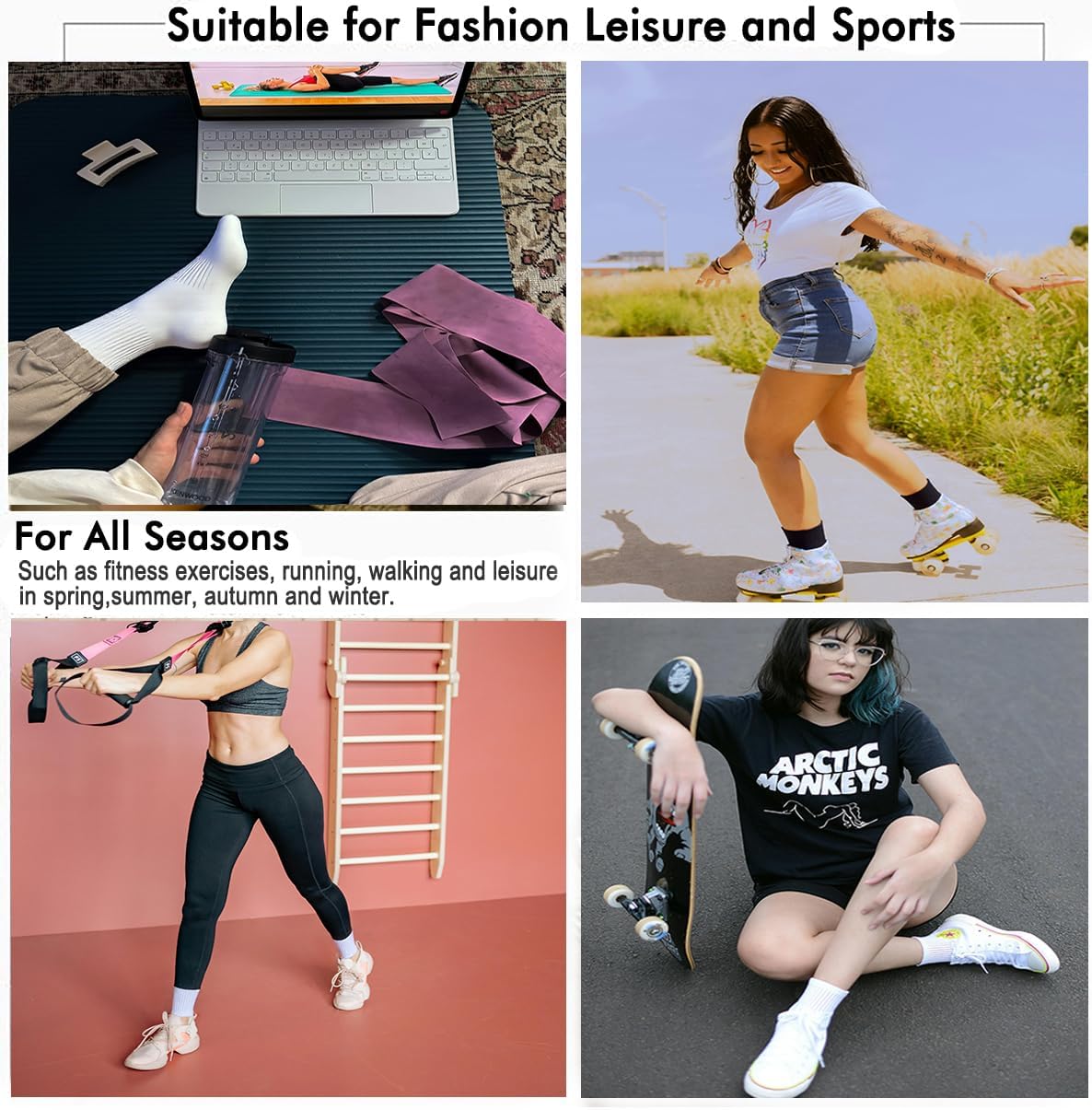 6 Pairs Womens Socks Ankle Cotton Socks for Women White Athletic Running Quarter Crew Socks - Image 7