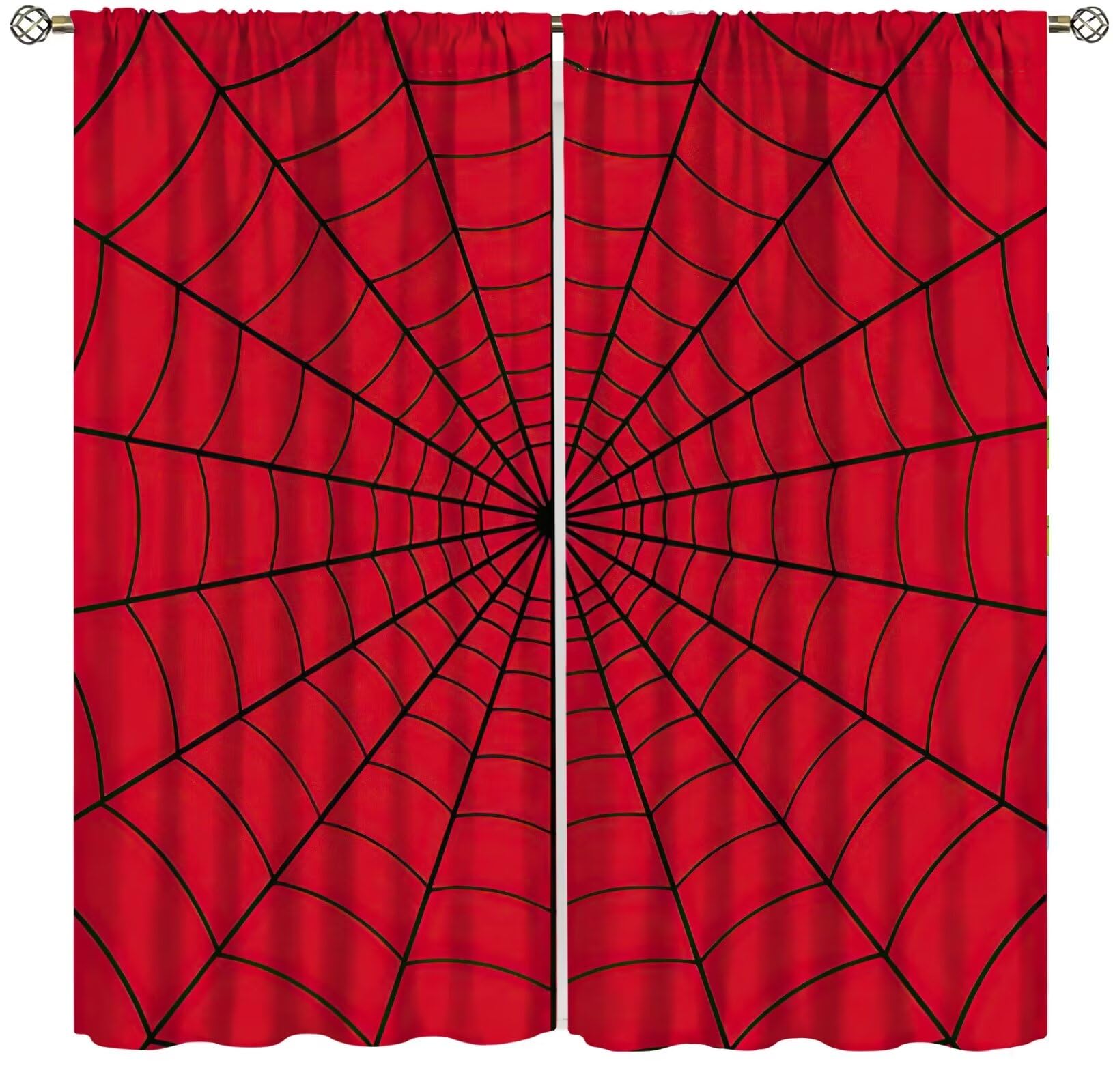 Yearn Jear Super Hero Spider Web Boys Red Window Curtains for Kids Baby Room Bedroom Home Office Decor Decorations 42 x 45 Inch Decor