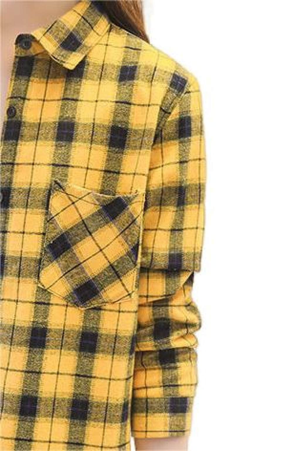 MIDJ Bluse Damen,Damenhemd Flanell Sherpa Baumwolle Gelb Und Schwarz Schlichte Karierte Hemden Langarmhemden Schicke Hemden Dicke Leichte Jacken Holzfällerhemden