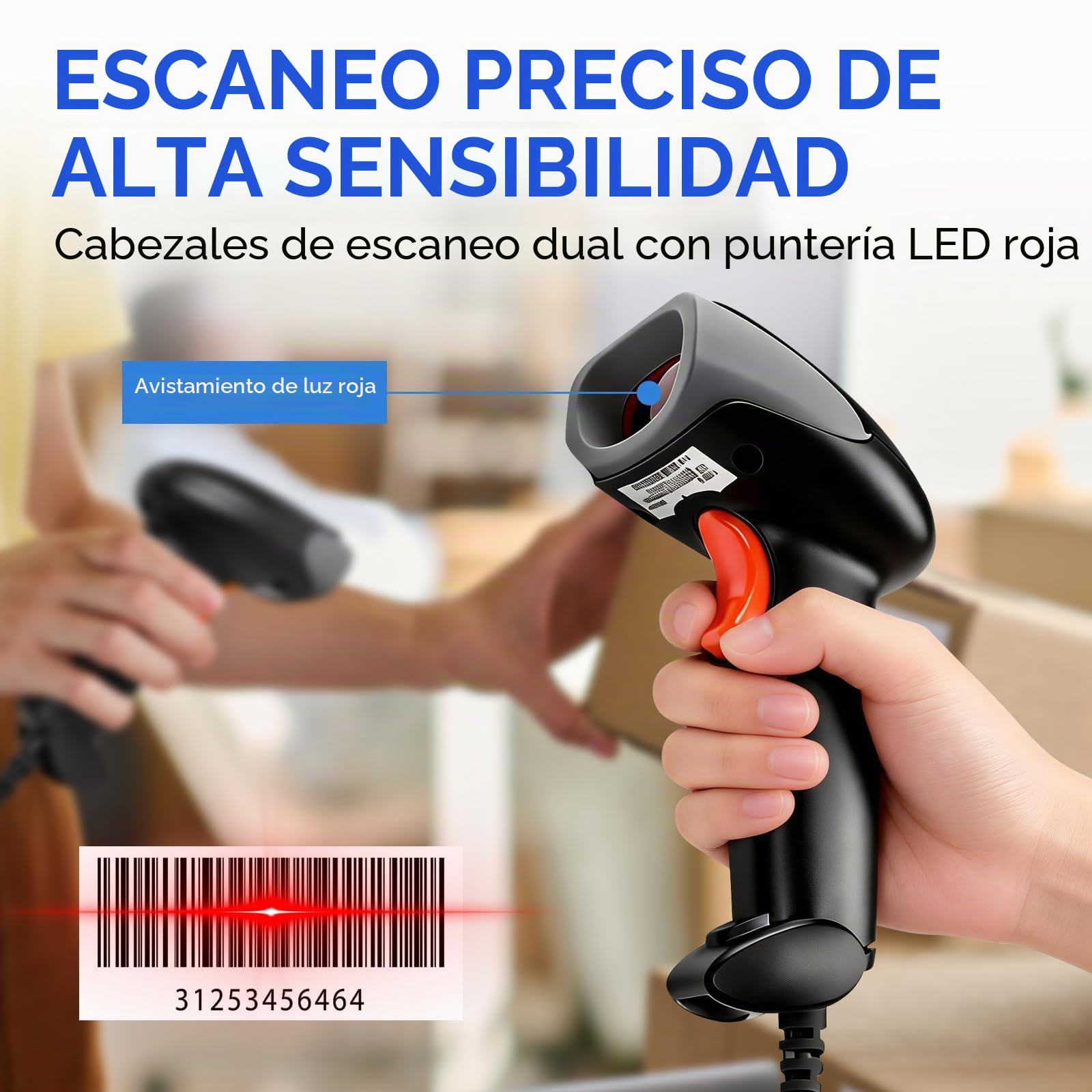 Yanzeo Escáner de códigos de barras USB, Escáner de códigos de barras CCD para computadora - Conexión y uso rápido y preciso, para libros, oficina, almacén, tienda (L1100 CCD)