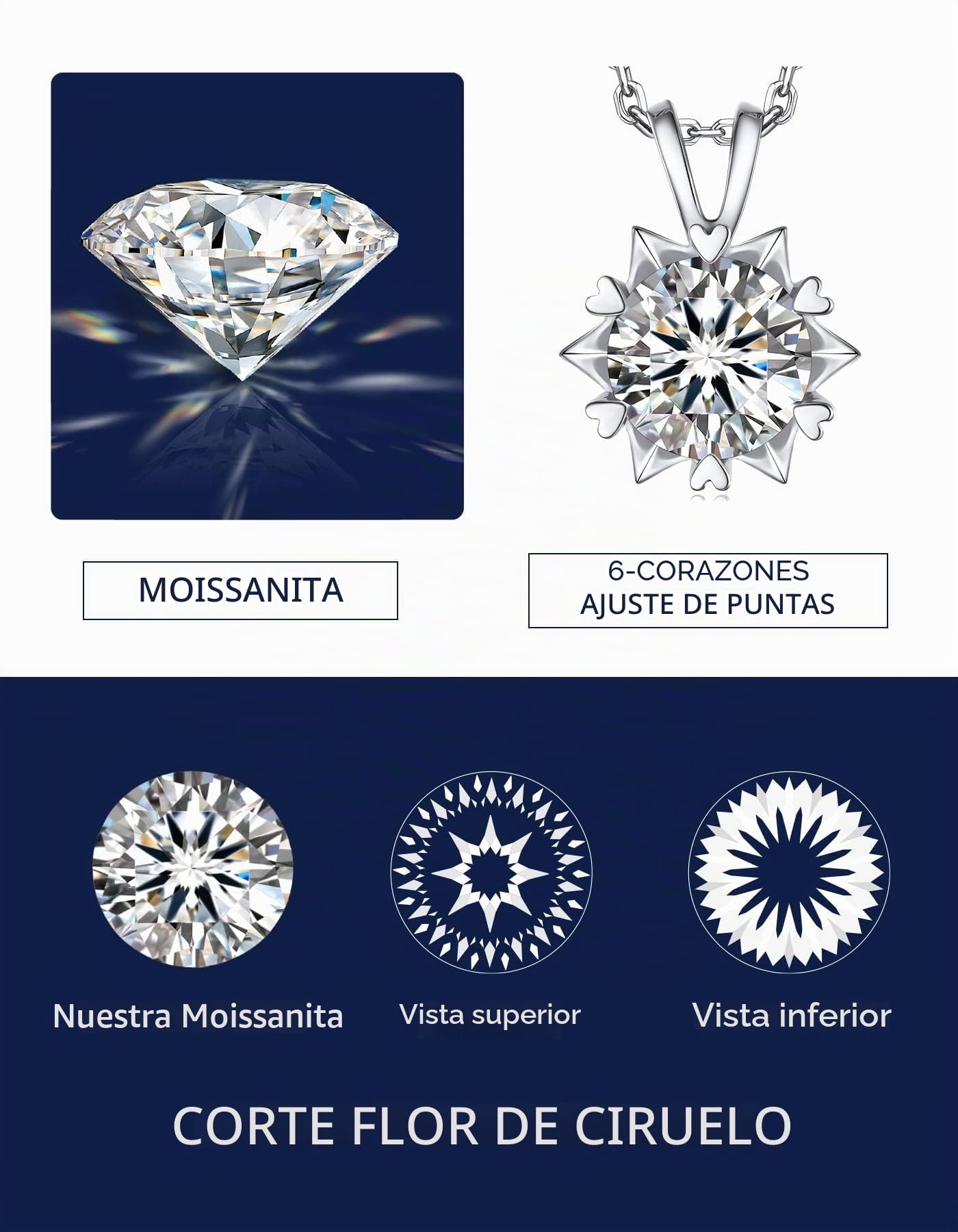 MomentWish Moissanite Collar Mujer, 1/2 Quilates Plata 925 Moissanita de Diamante Colgante Solitario Joya Regalo de San Valentín para Mujeres Novia