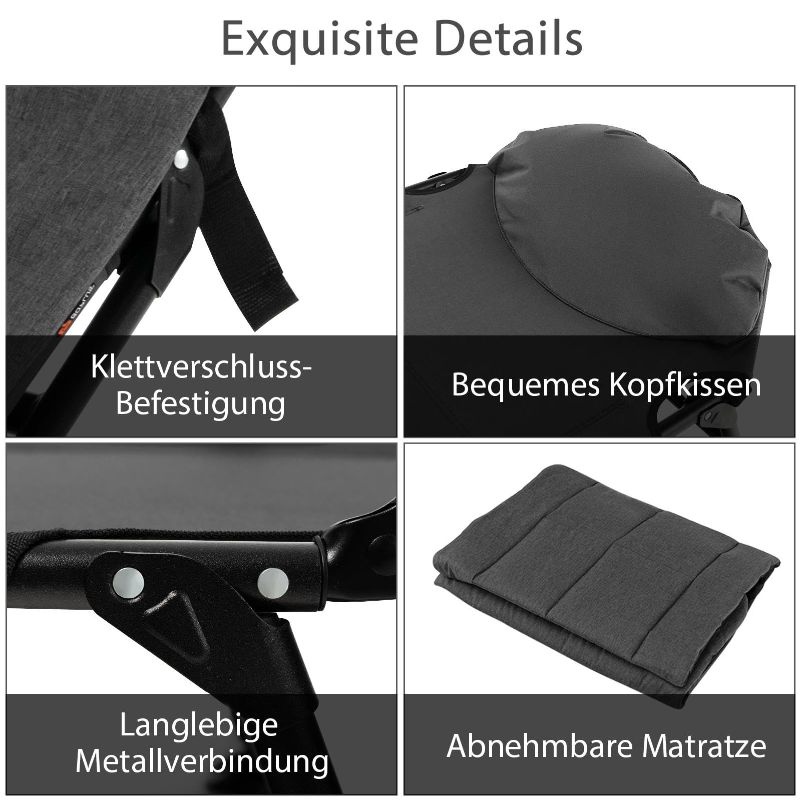 SOARS Karpfenliege klappbar, Angelliege mit 6-Fach Verstellbarer Rückenlehne, Kopfkissen & Matratze, Campingliege 6-Bein mit großen Schlammfüßen bis 200 kg belastbar, 194 x 66 x 29 cm