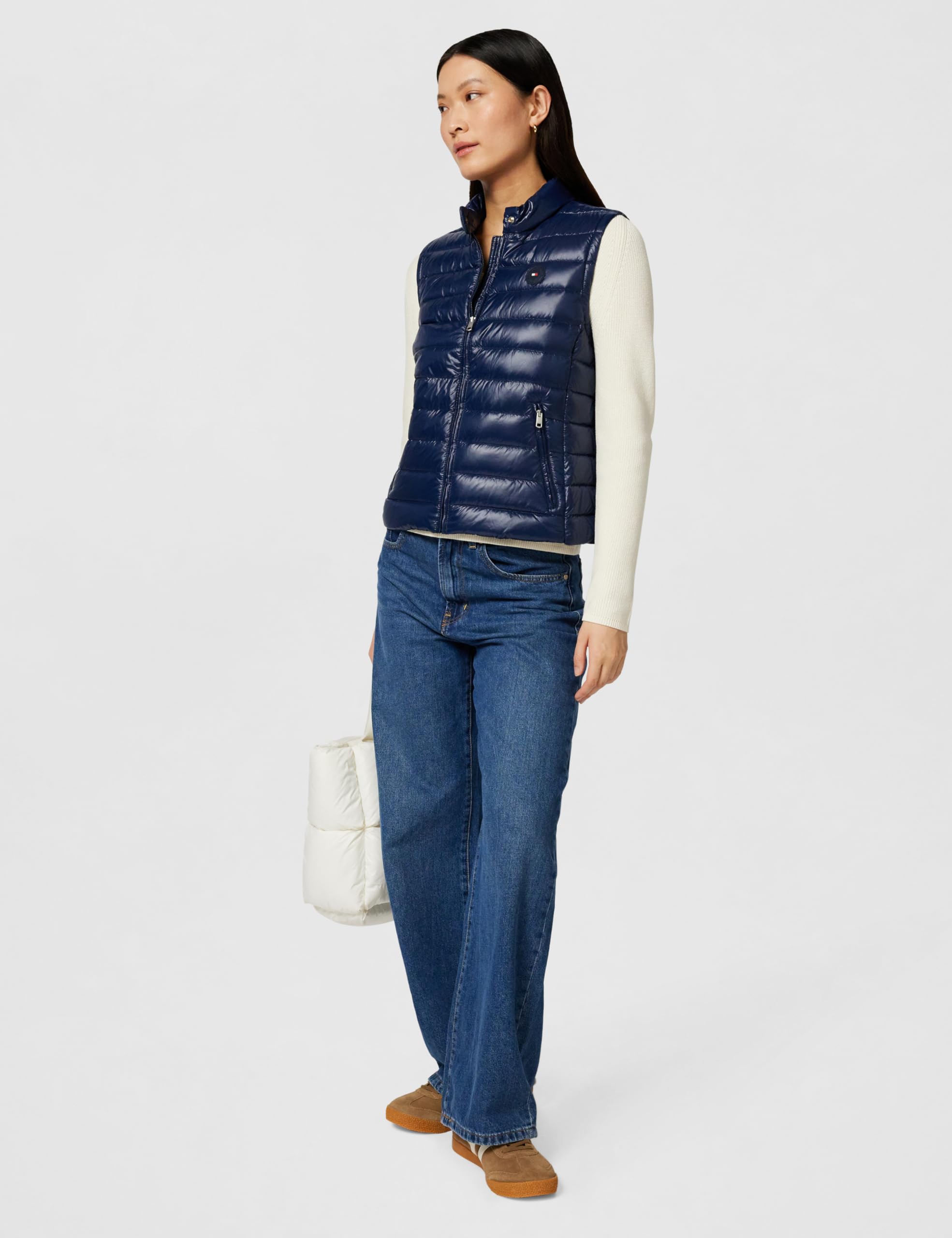 Tommy Hilfiger Veste sans Manches Femme avec Col Mock