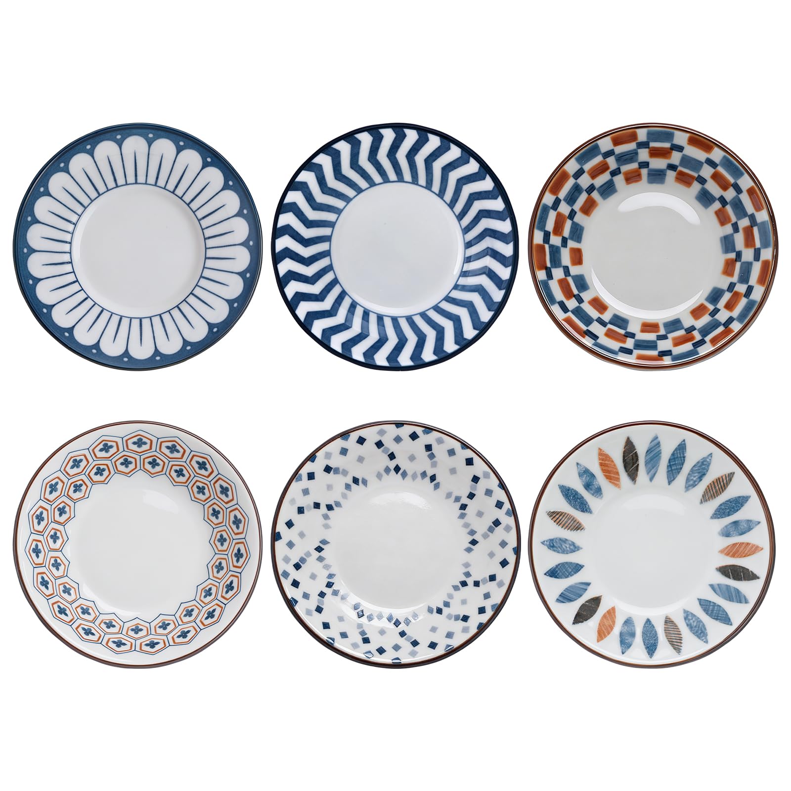 6Pcs Ceramic Dipping Bowls, Elegant Japanese Style Sauce Dishes, Perfect for Condiments, Snacks, and Sushi Parties