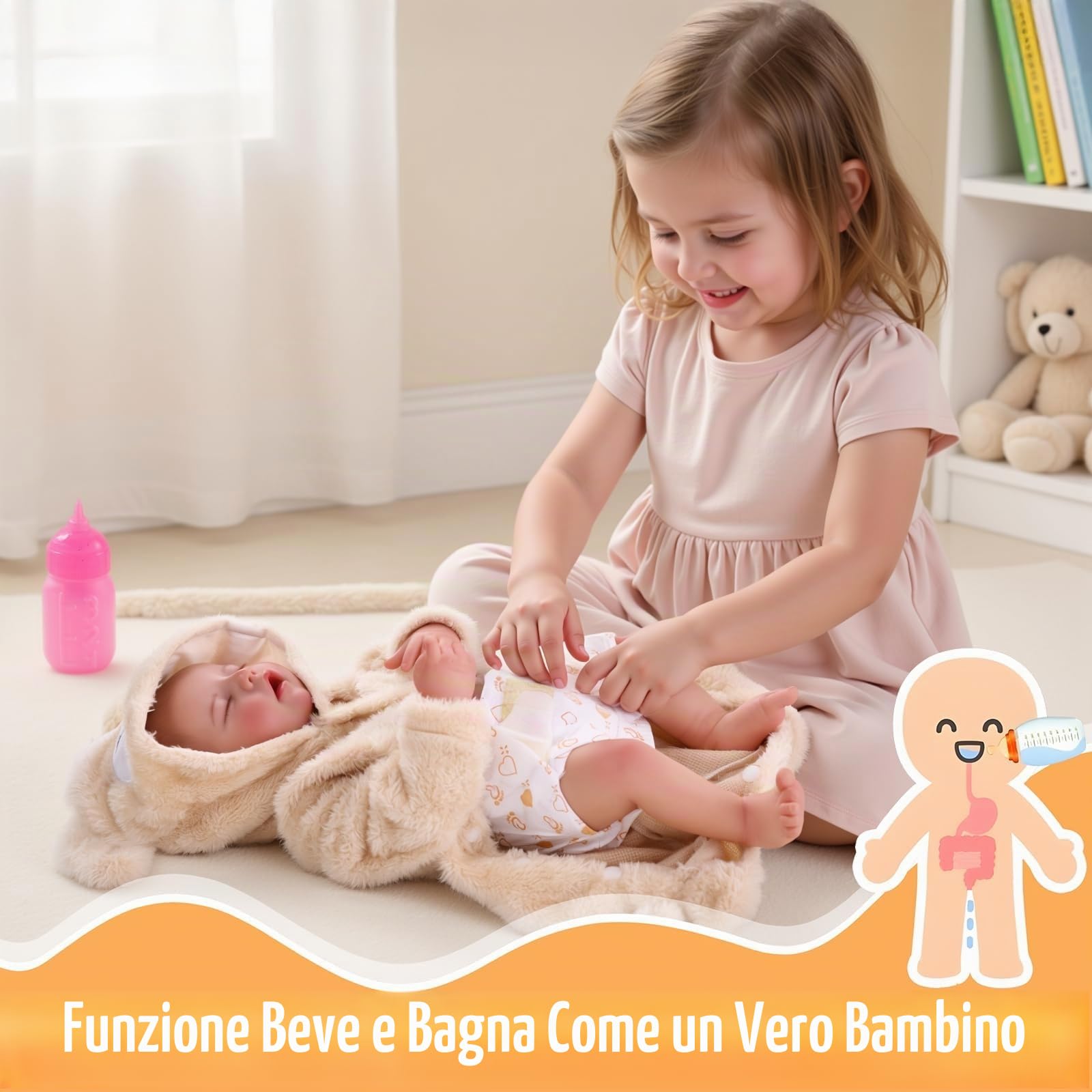 BABESIDE Bambole Reborn Bambina 43cm Arti in Vinile Realistici Bambole | Bambole Reborn Realismo sorprendente, Morbido e coccoloso, Arti flessibili, Accessori inclusi, Sicuro e regalo perfetto