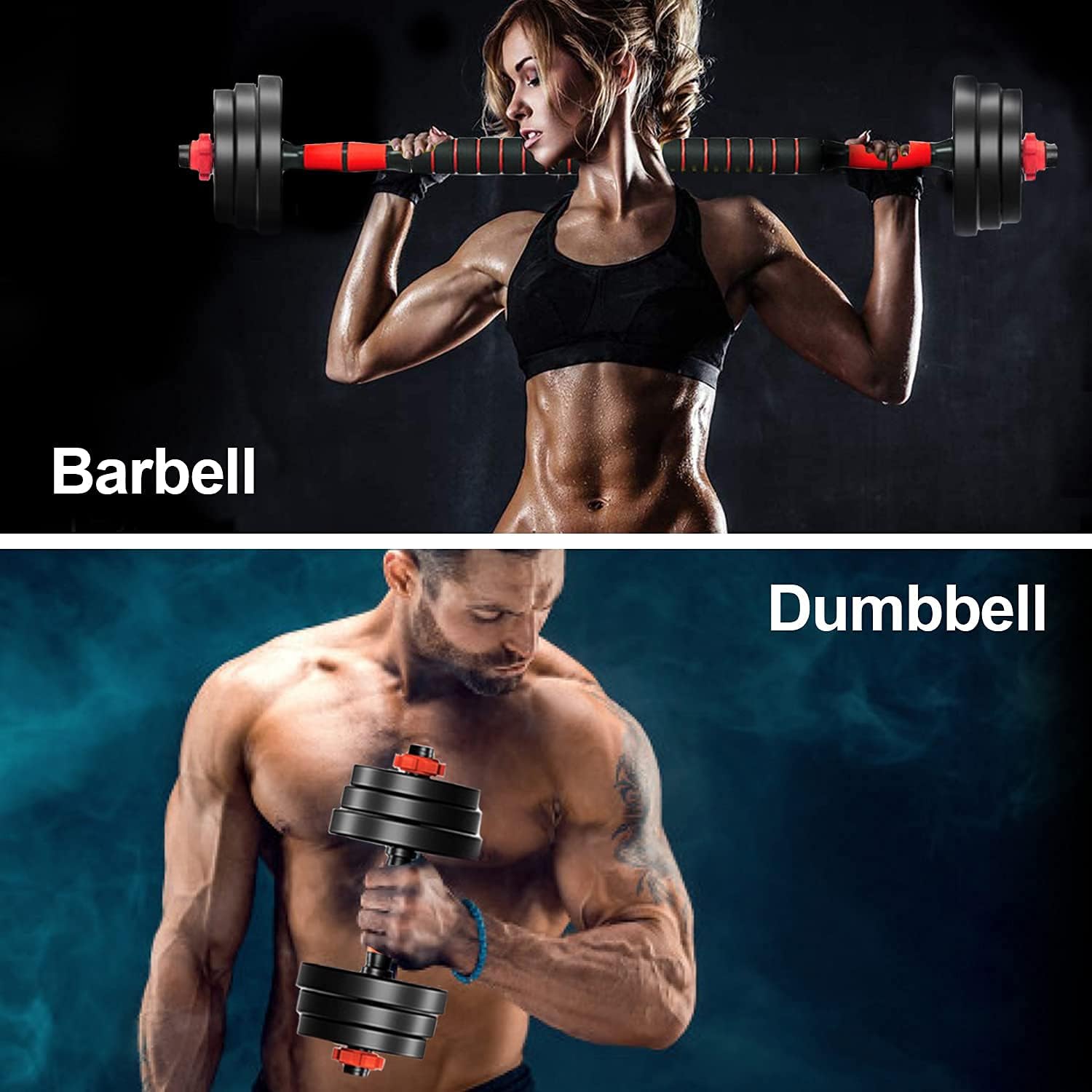 Dumbbells Set 3 in 1 Adjustable Dumbells Weights Set, 22 33 44 55 66lb Dumbell Set Weight, Barbell Weight Set for Indoor Free Weight Training, Exercise Fitness Dumbbells for Men and Women : Sports & Outdoors