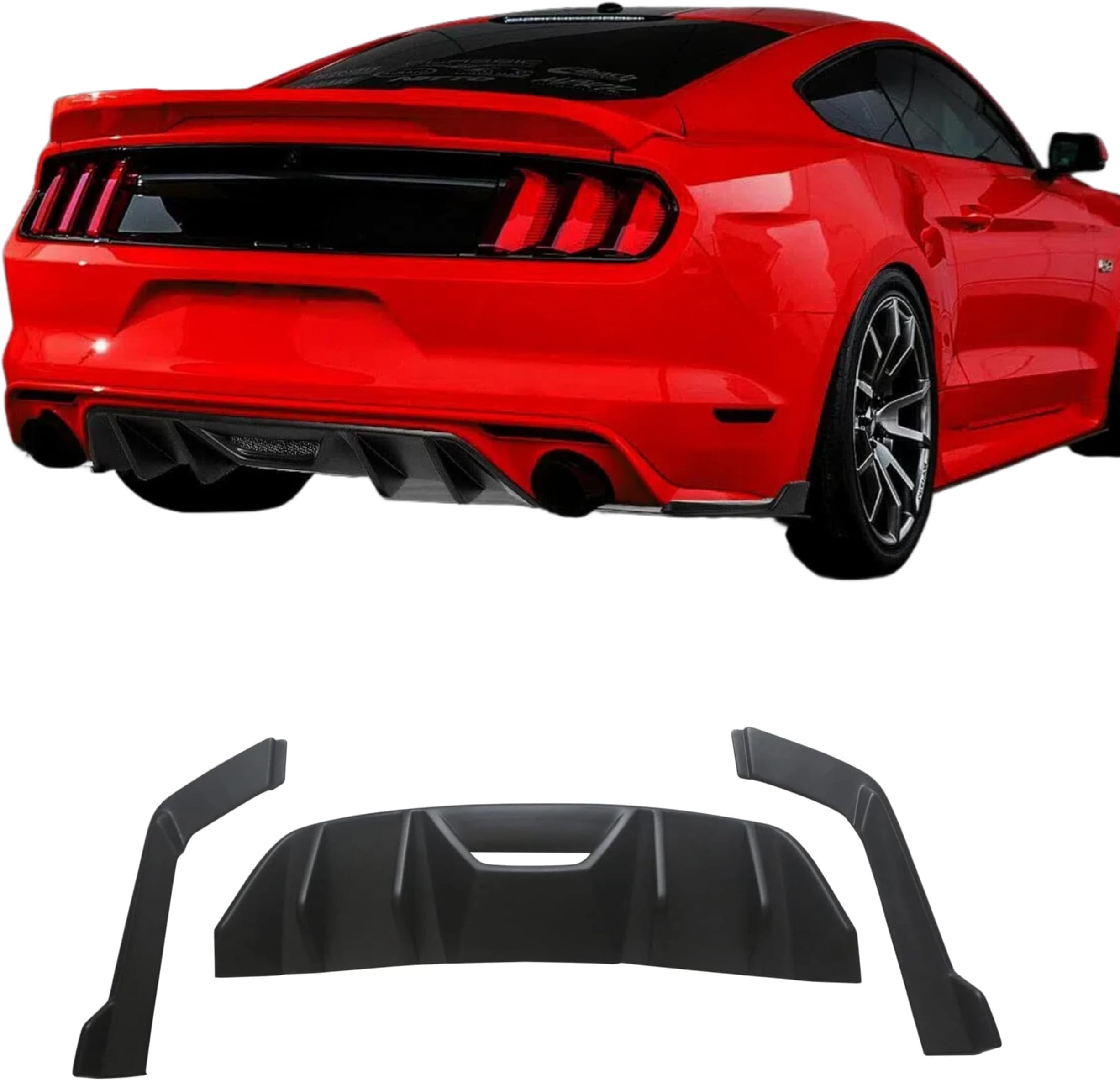 – for Ford Mustang Rear Diffuser, Compatible with 2015-2017 Model Rear Bumper Diffuser, HN Style Matte Black ABS Car Accessories Body Kit