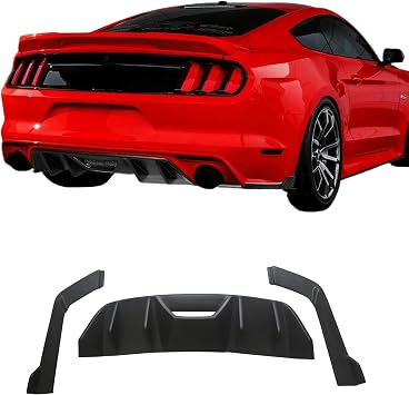 CHIESMA, Rear Diffuser Fit for Ford Mustang 2015 2016 2017 Model Rear Bumper Diffuser, HN Style Matte Black ABS Car Accessories Body Kit