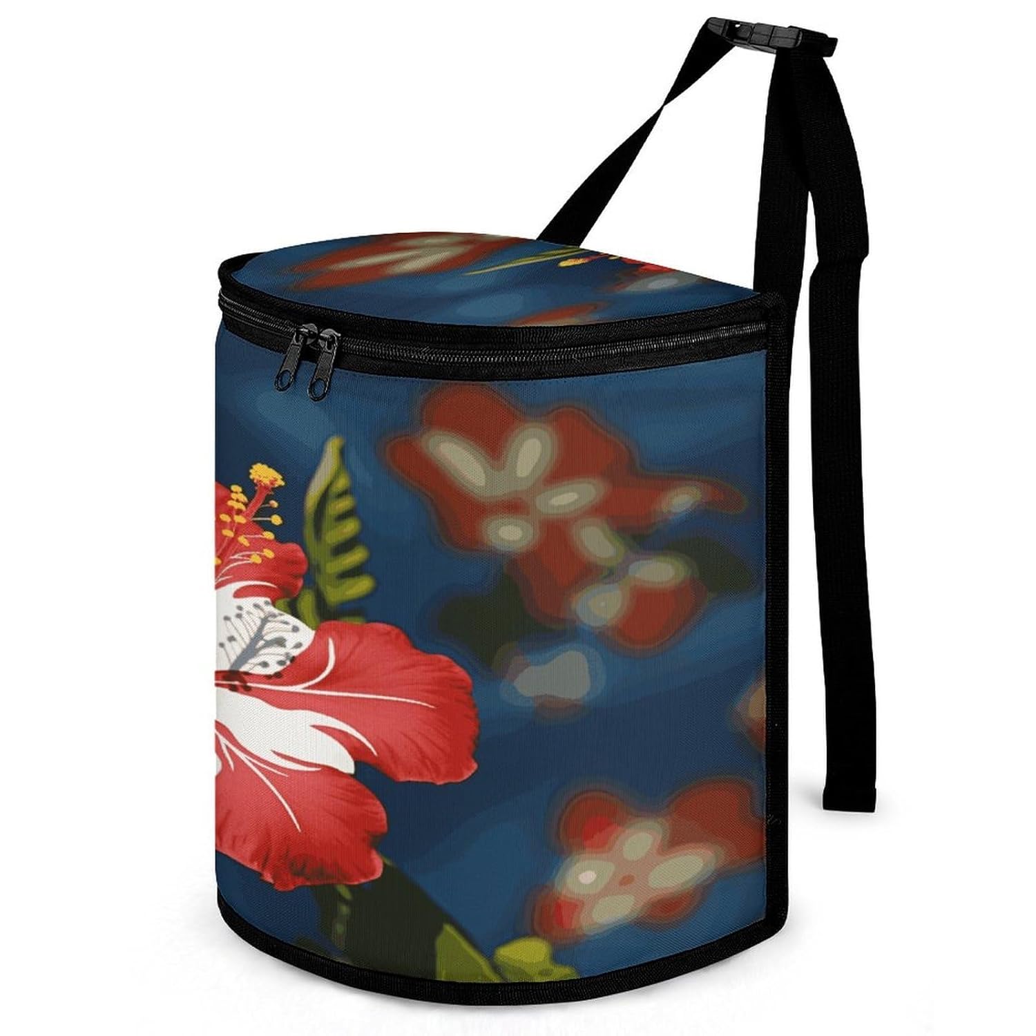 Hawaii Flower Car Trash Can with Lid Leak-Proof Waterproof Hanging Car Garbage Bag Detachable Multipurpose Trash Bin Portable Travel Cars Trash Bag for Cars SUV Truck RV