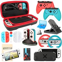 RTop Nintendo Switch OLED Model i in Aksesuar Paketi Depolama K l f , OLED Ekran Koruyucu, Joycon Tutamaklar , Direksiyon Tekerlekleri,  arj  stasyonu, Oyun Stand , Rahat Joy-Con Kapak, OLED Konsol TPU k l f ve Daha Fazlas