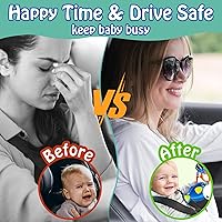 Vista 2 de Juguetes de Animales Marinos para Asiento de Coche de Bebé - Juguetes de Asiento de Coche Infantil de Doble Cara para Patear y Jugar con Juguetes