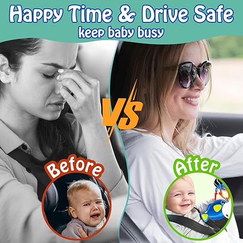 Miniatura 2 de Asiento de coche para bebé, juguetes de animales del océano, juguete de doble cara para asiento de automóvil infantil con juguetes de peluche,