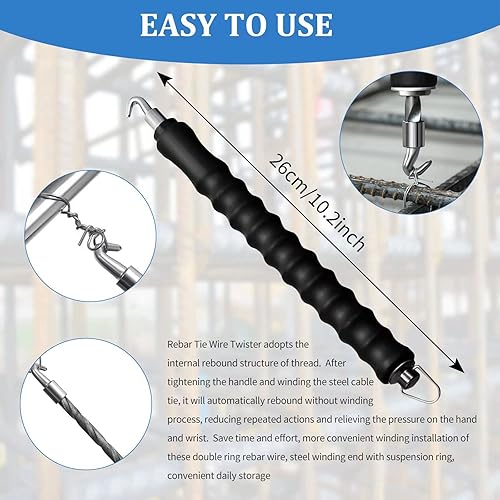 Miniatura 3 de Bridas de barra de refuerzo de doble bucle, calibre 16, alambre con barra de refuerzo de 6 pulgadas (1000)