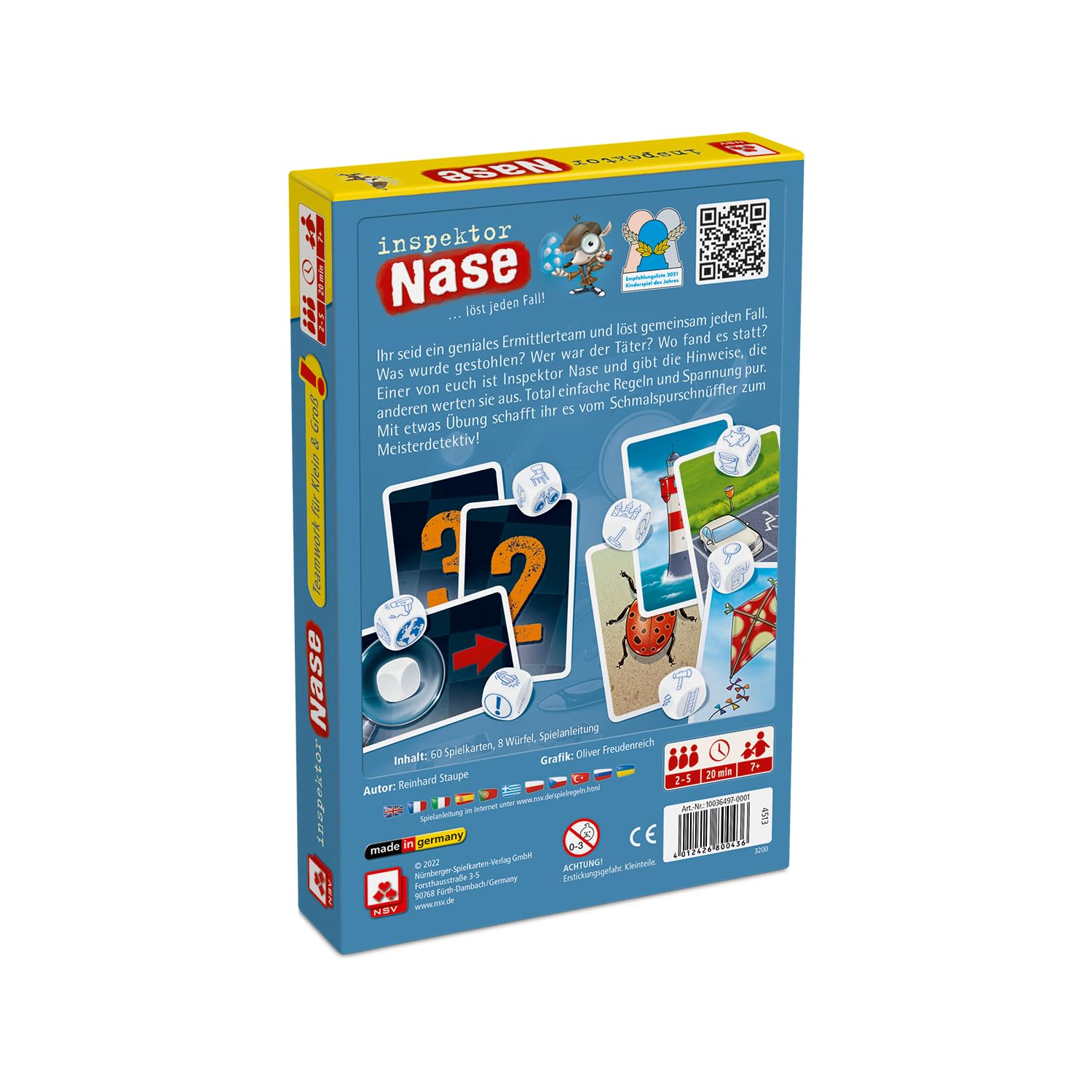 Gioco Da Tavolo NSV 'Ispettore Naso' - Gioco Cooperativo Per Bambini 7+ - Raccomandato 2021 - Senza Plastica - 2