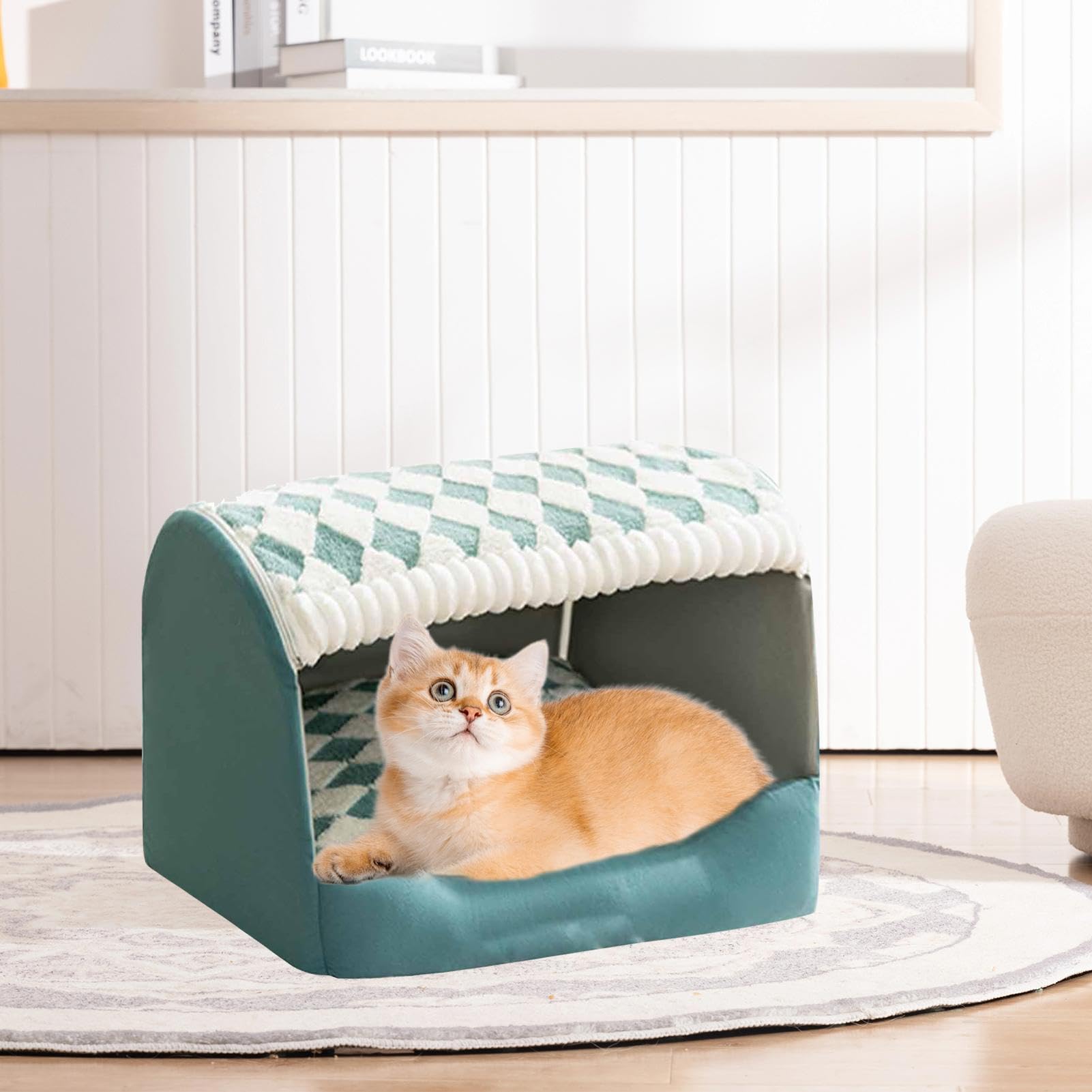 Gemütliches kleines Haustierbett | Indoor Kätzchen Versteck | Rutschfestes wasserdichtes Katzenhaus | Haustierbett für Indoor-Katzen, bequemes Katzenzubehör, perfektes Versteck für Katzen und Kätzchen