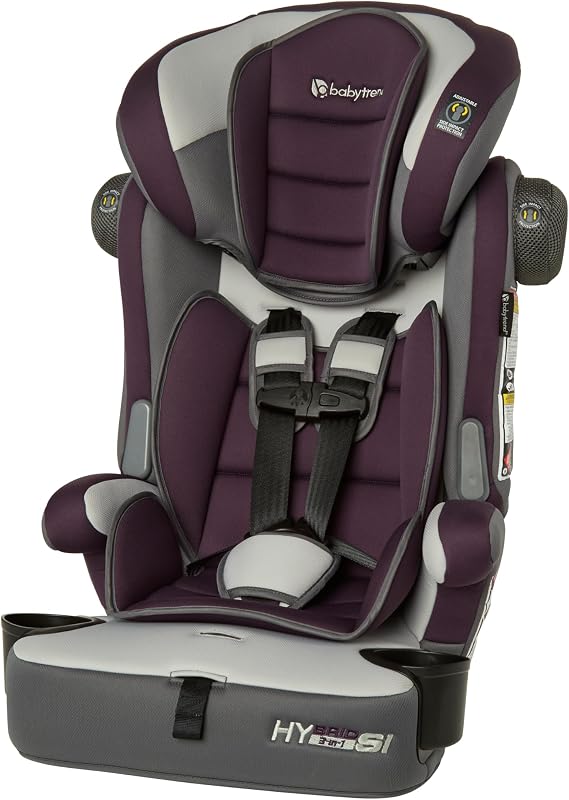 Baby Trend Hybrid SI 3-in-1 Combination Booster Seat, Dash Plum – Side-Impact Protection, 3-Stage Growth Design, Adjustable Headrest, Cushioned Comfort