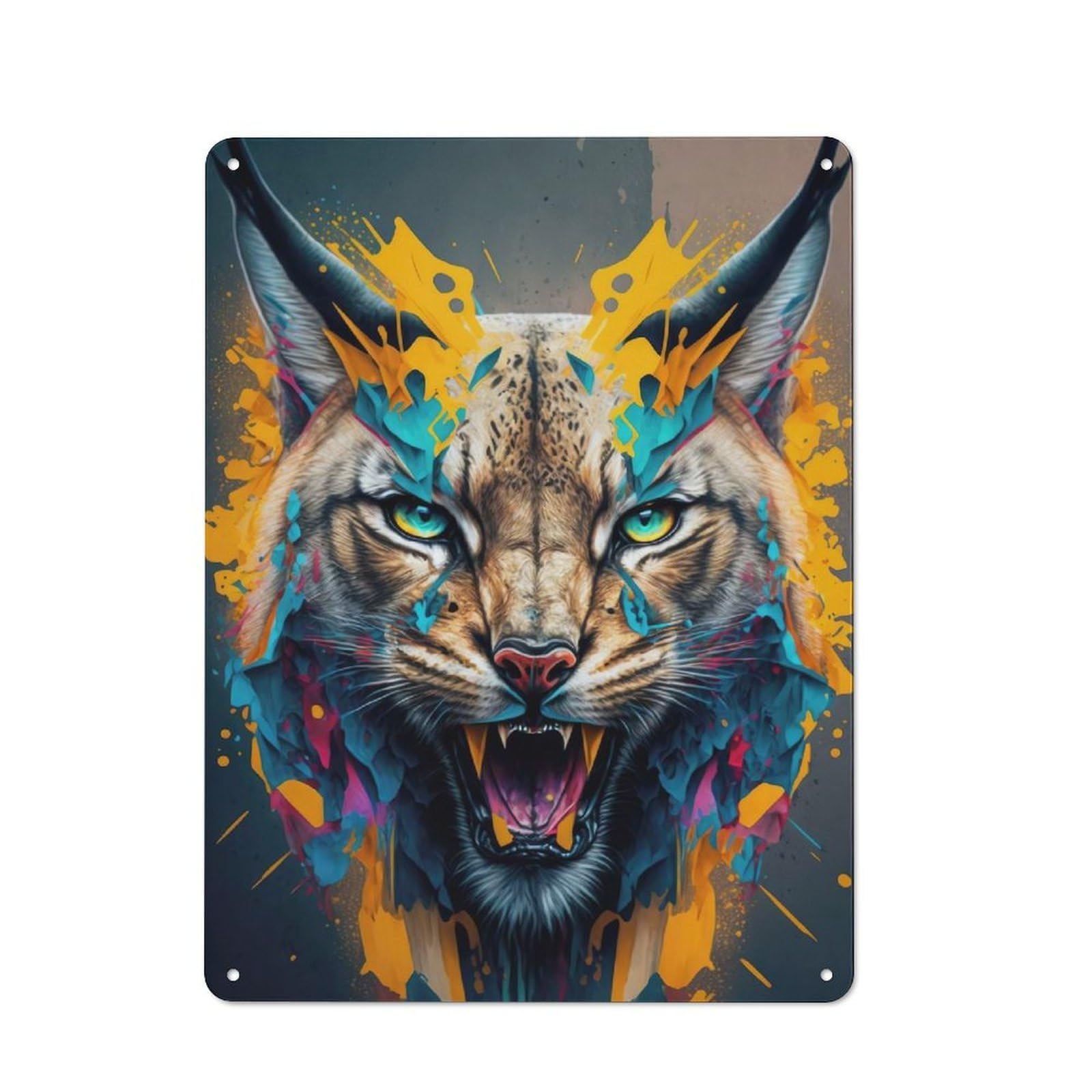 Junmoney Lynx Panorama Set Middle Vintage Tin Sign 40X30cm For Garden Room Or Summerhouse, For A Newly Organised Room And Metal Sign Display