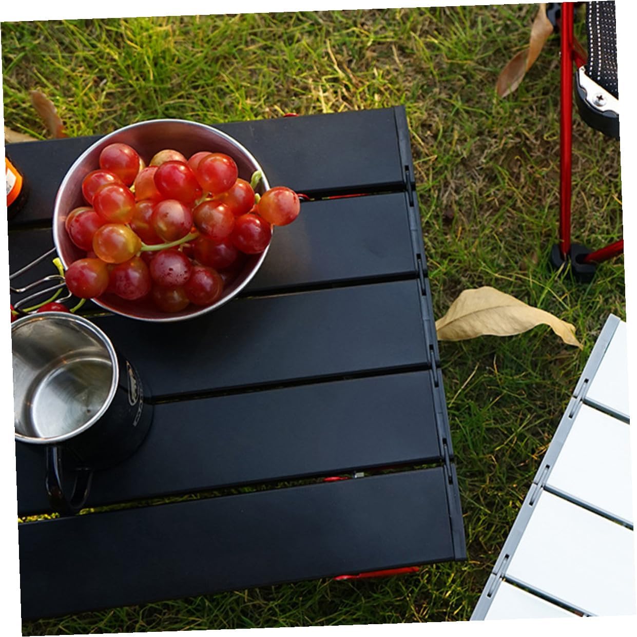 Lurrose Foldable Camping Table Portable Outdoor Picnic Food Table Lightweight Aluminum for Beach Hiking Tailgating with Carry Bag Red